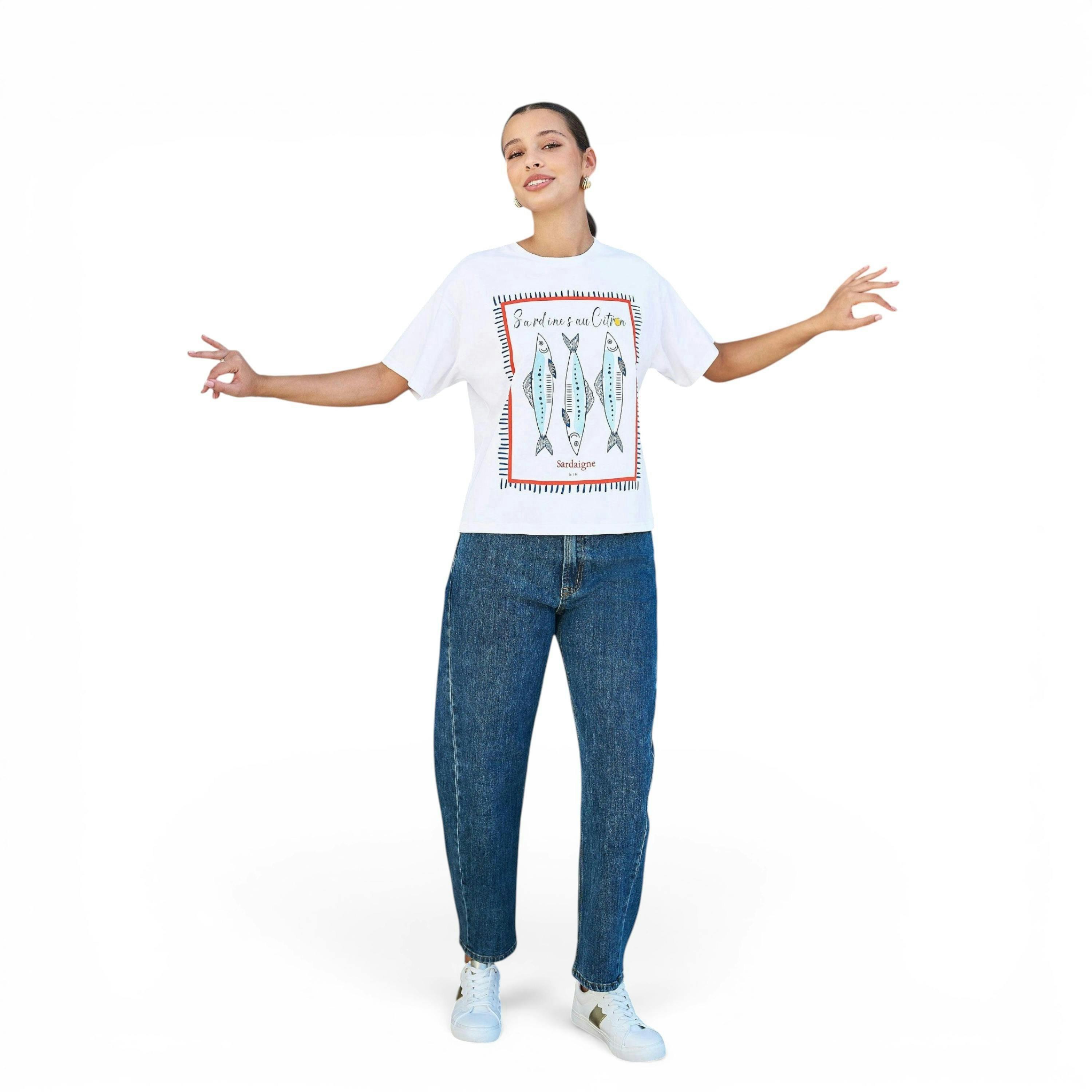 Yumi White Cotton Summer Motif T-Shirt , view 2 of 6