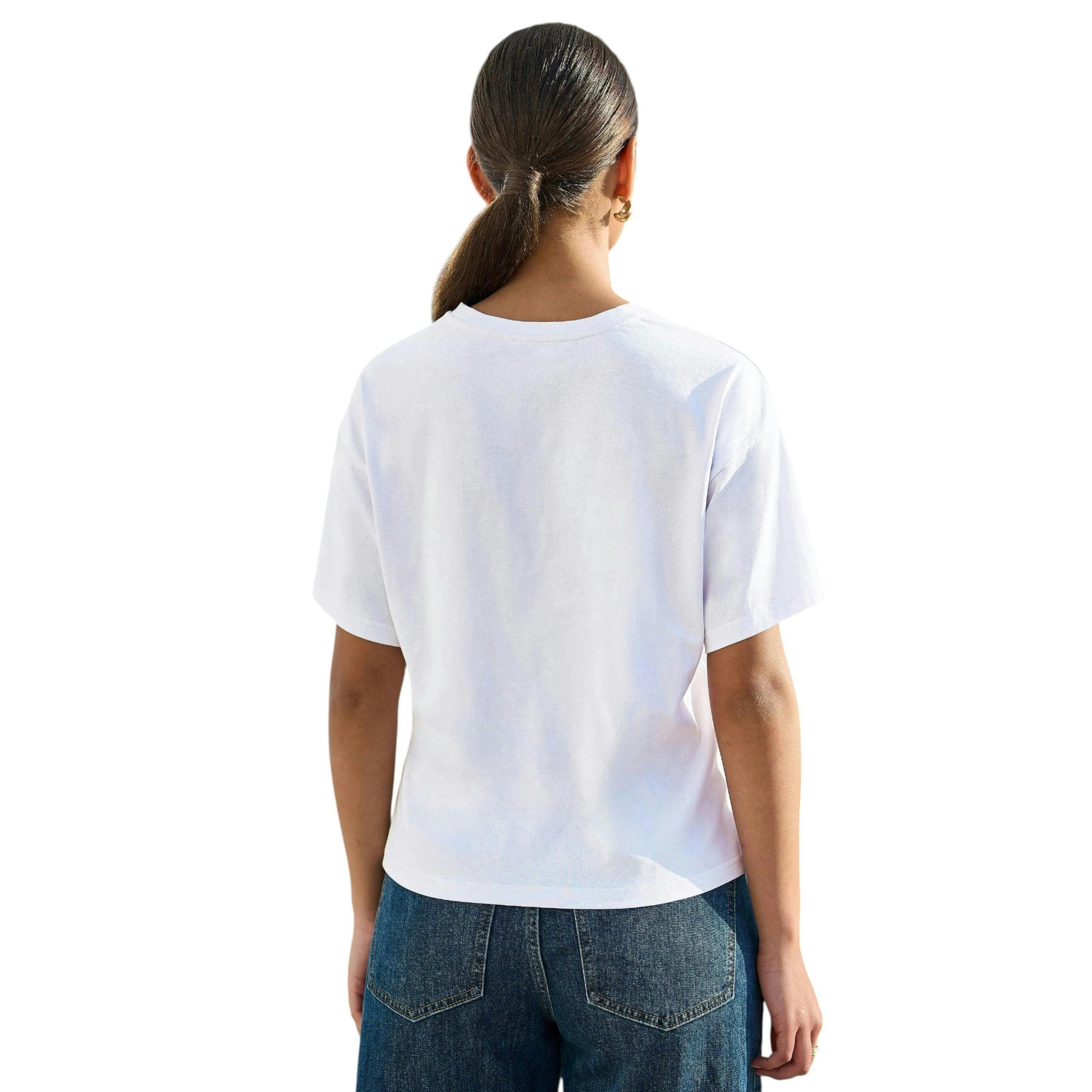 Yumi White Cotton Summer Motif T-Shirt , view 5 of 6
