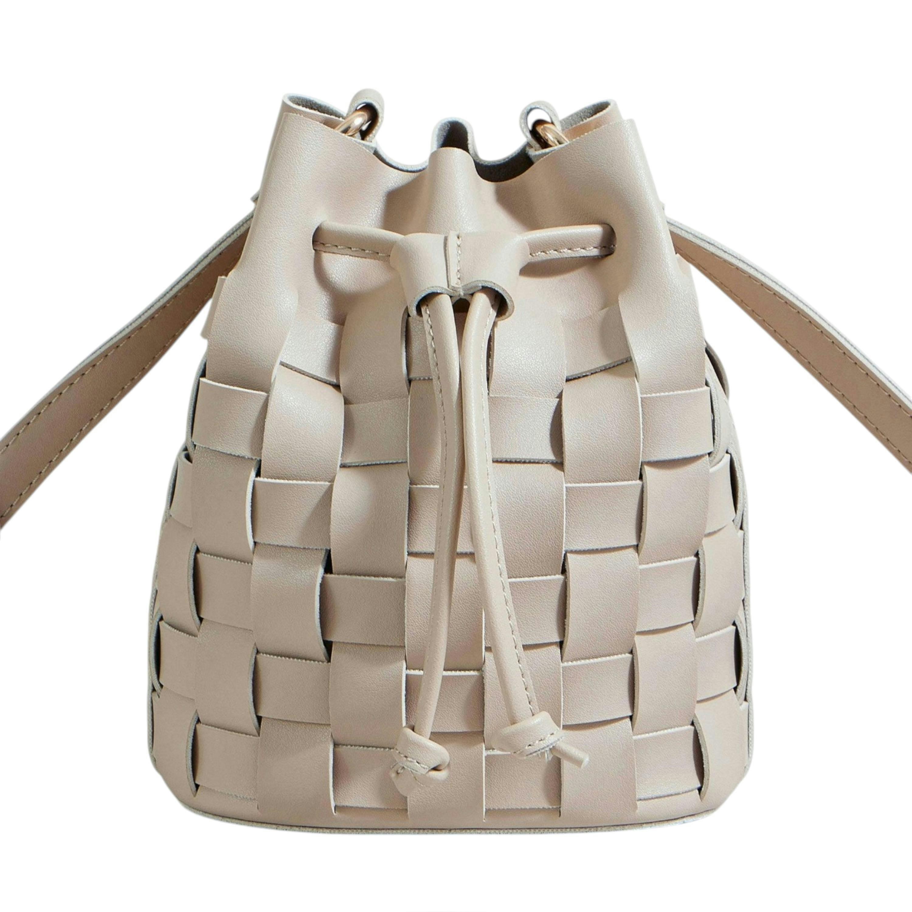 Yumi Beige Woven Bucket Shoulder Bag , view 5 of 6