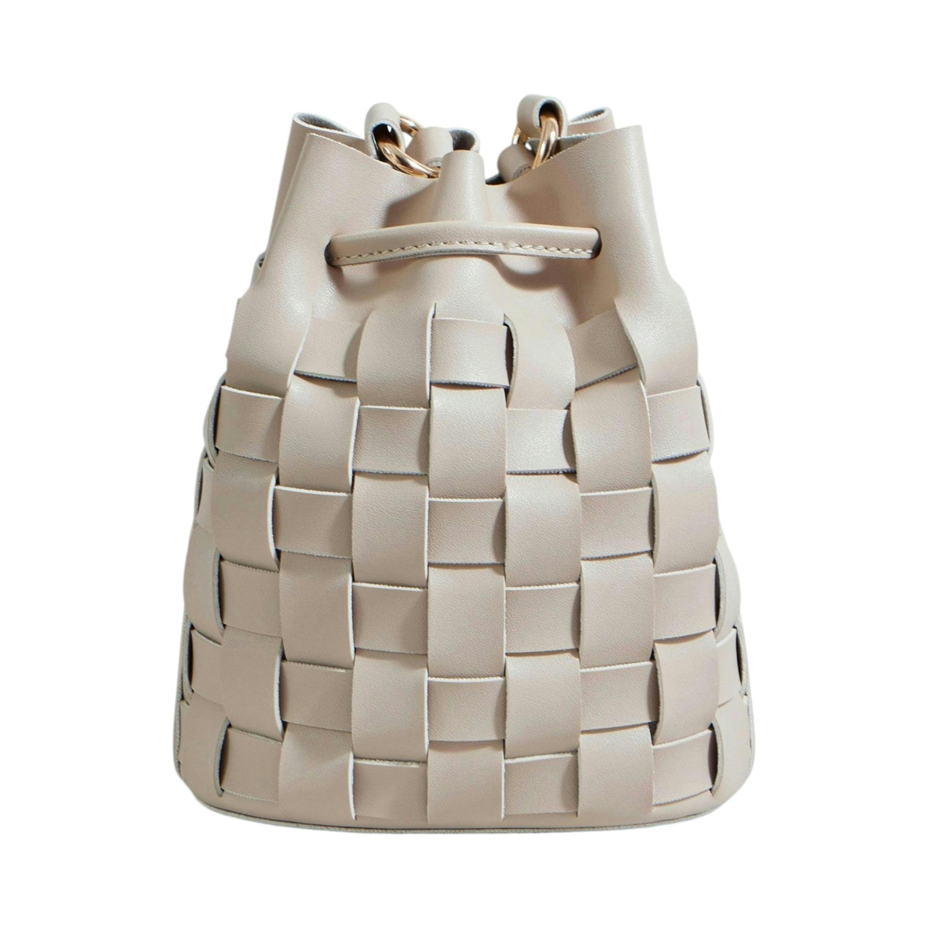 Yumi Beige Woven Bucket Shoulder Bag , view 6 of 6