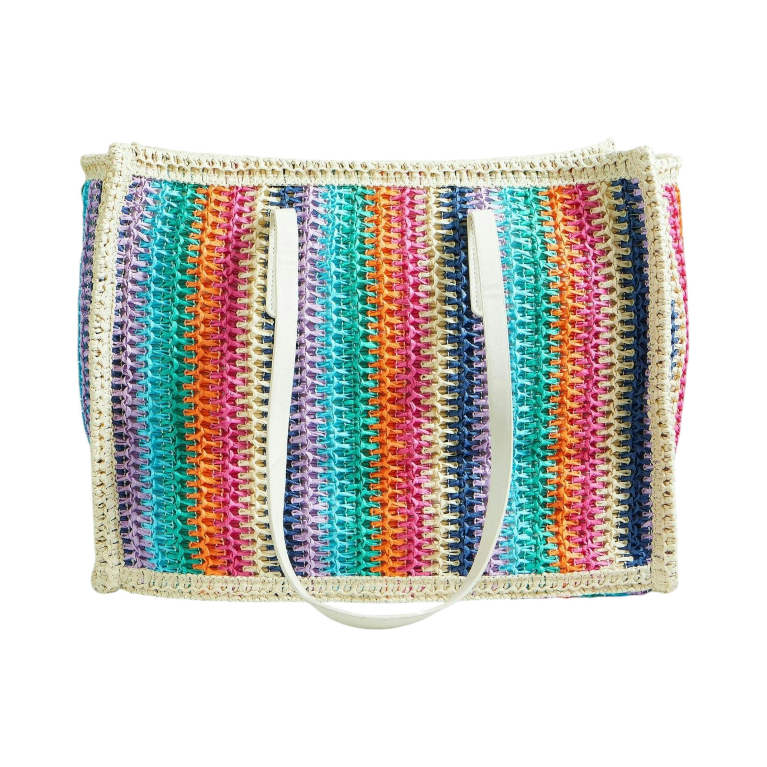Yumi Multicolour Stripe Natural Shoulder Bag , view 5 of 6