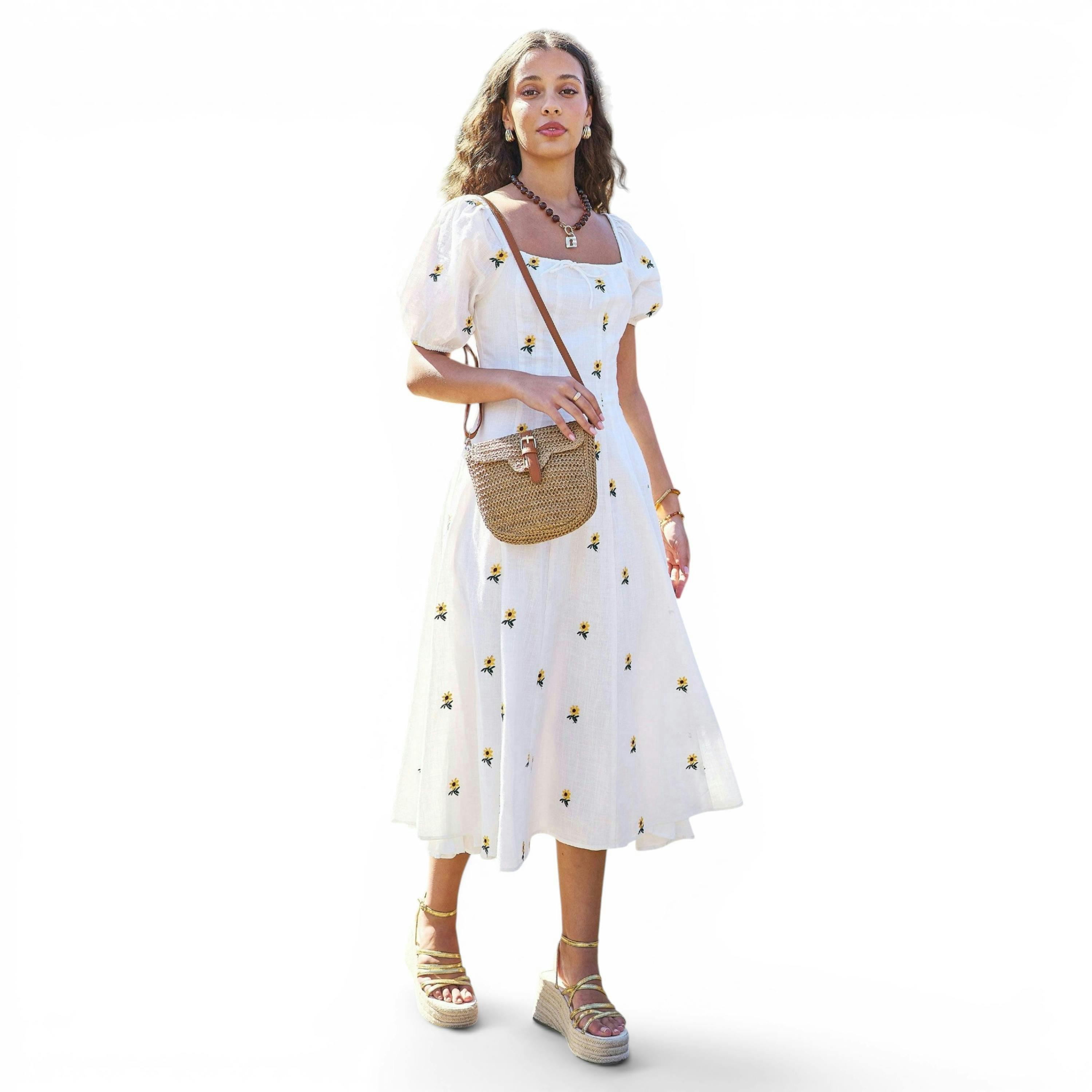 Yumi Brown Woven Rattan Handbag With Buckle , view 1 of 6