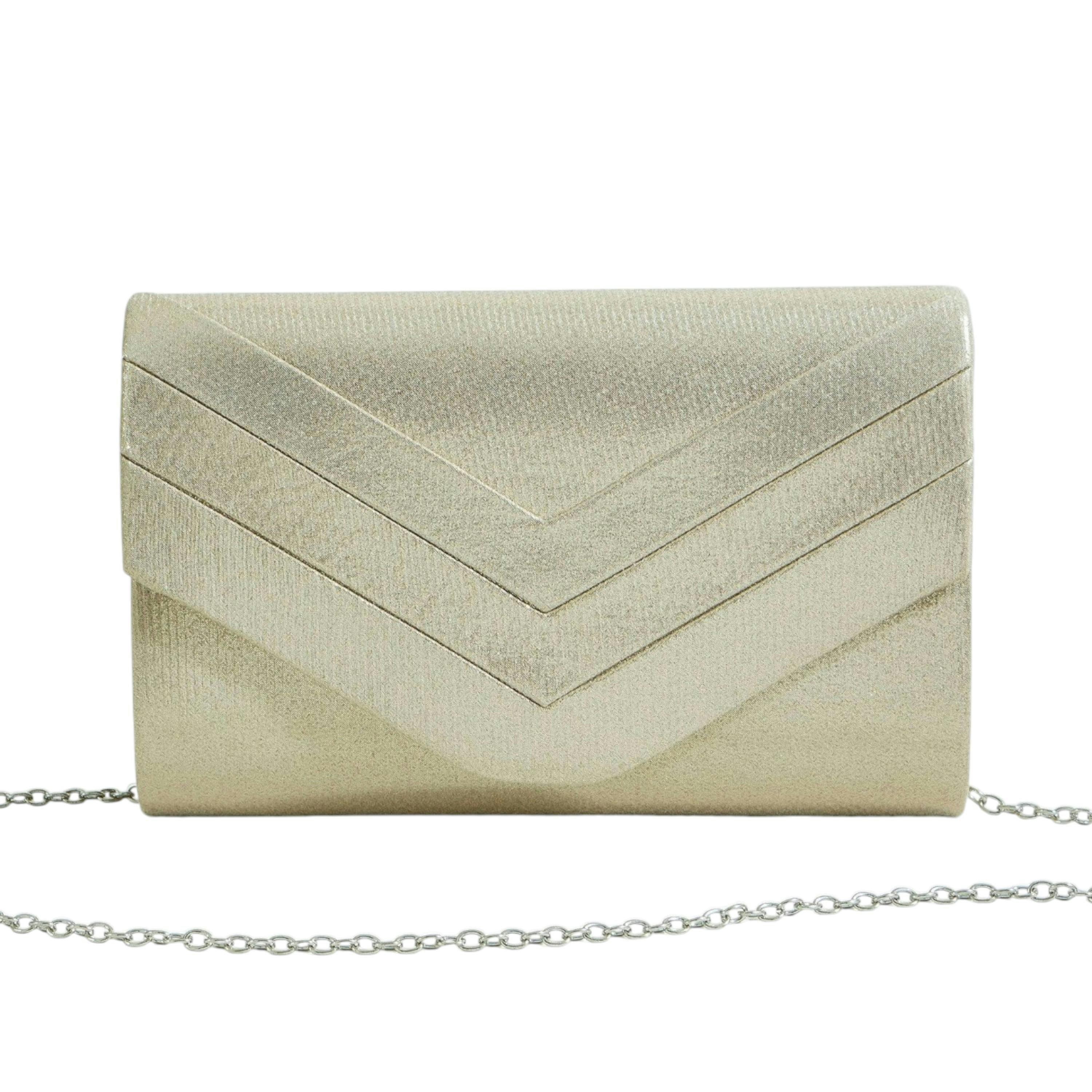 Yumi Gold Shimmer Envelope Clutch Bag , view 1 of 4