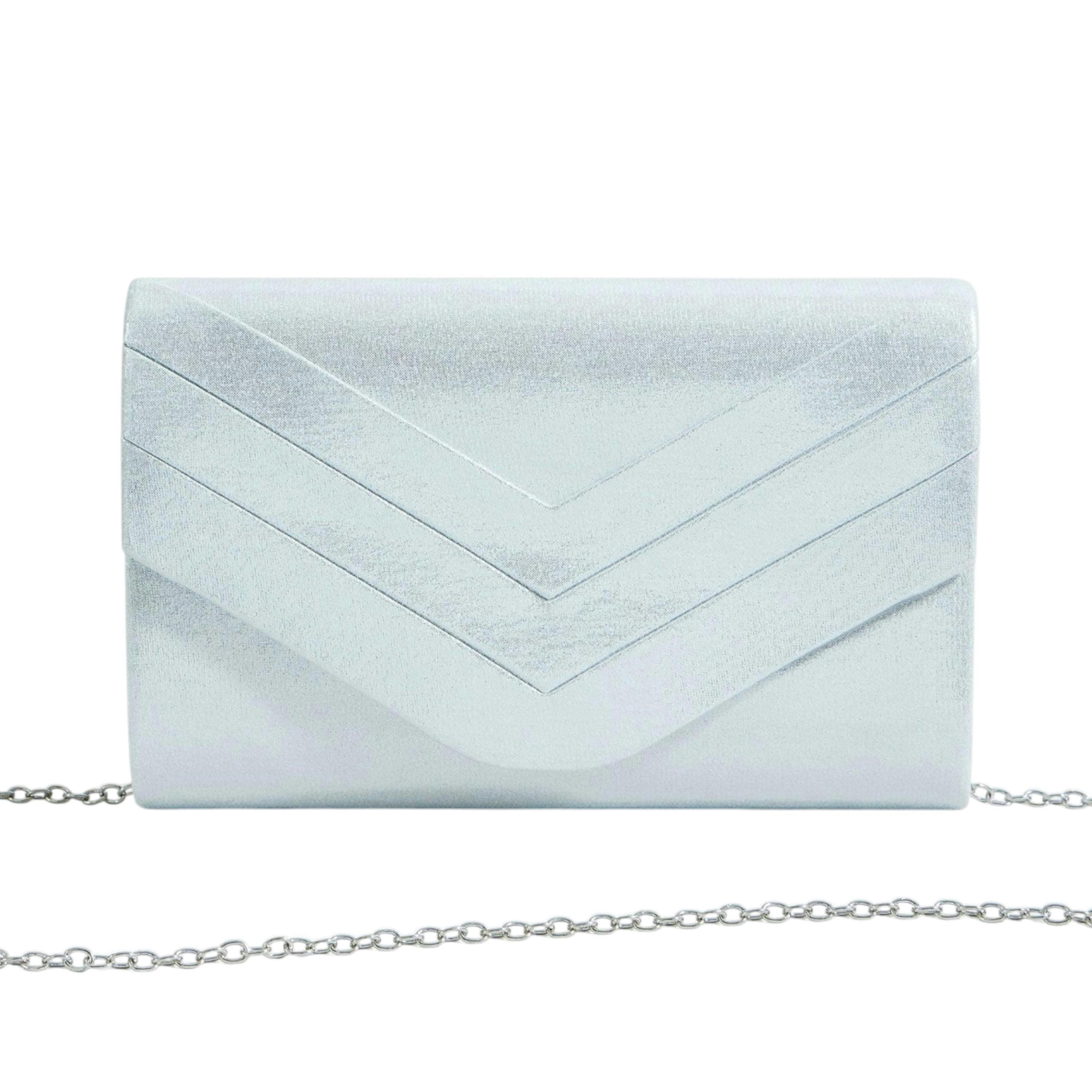 Yumi Silver Shimmer Envelope Clutch Bag , view 5 of 6