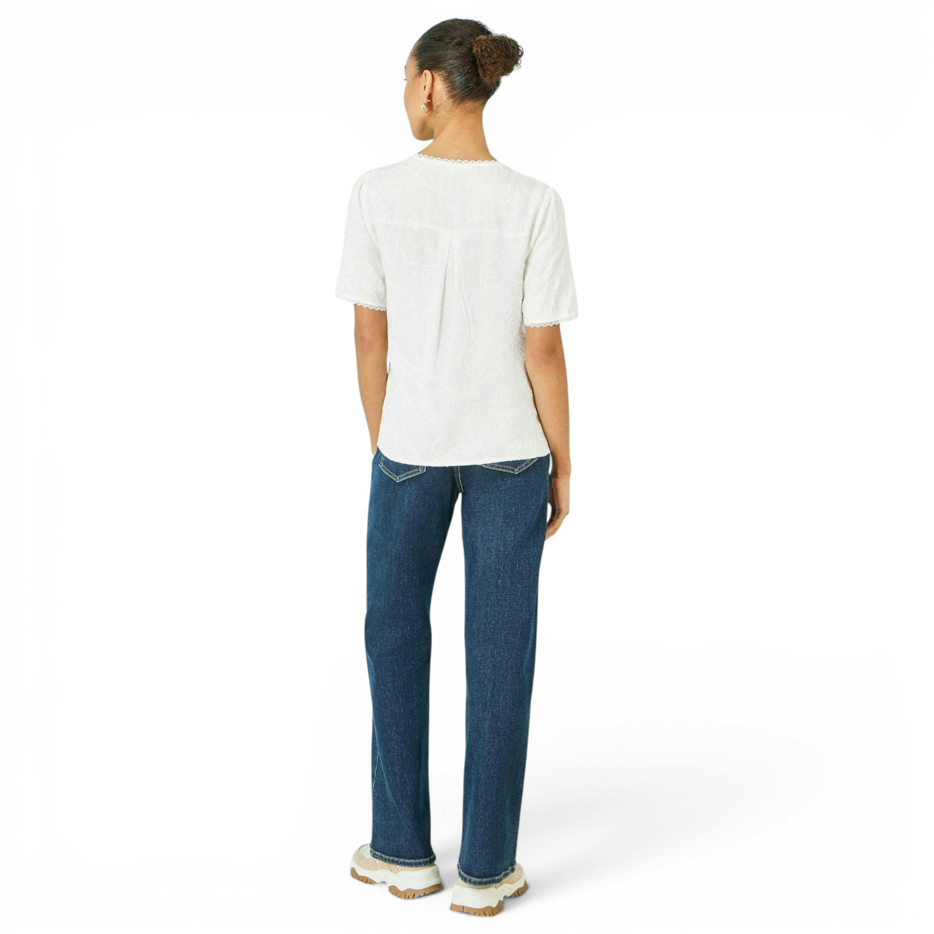 Yumi White Paisley Viscose Embroidered Shirt , view 5 of 6