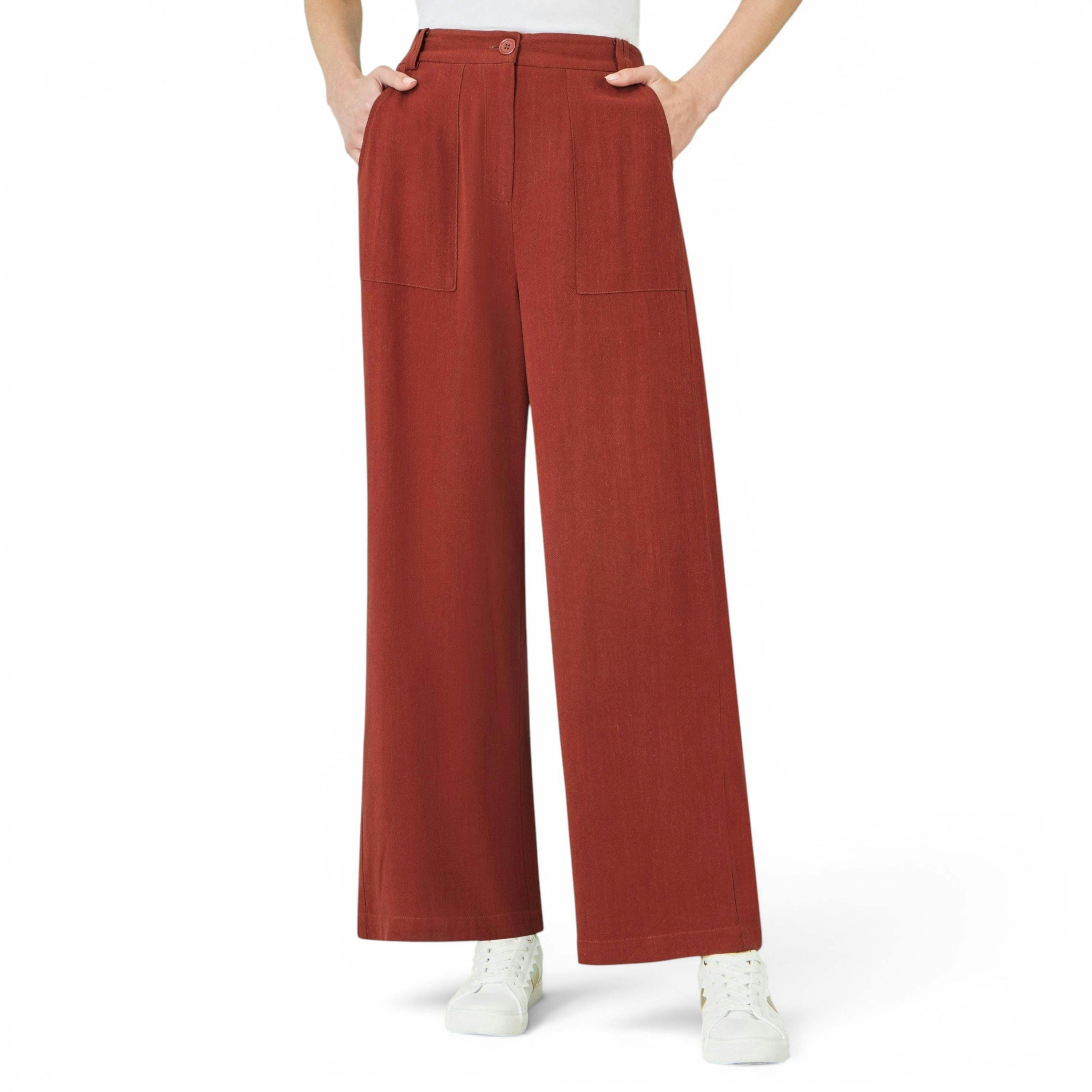 Yumi Brown Linen Mix Trousers , view 2 of 4