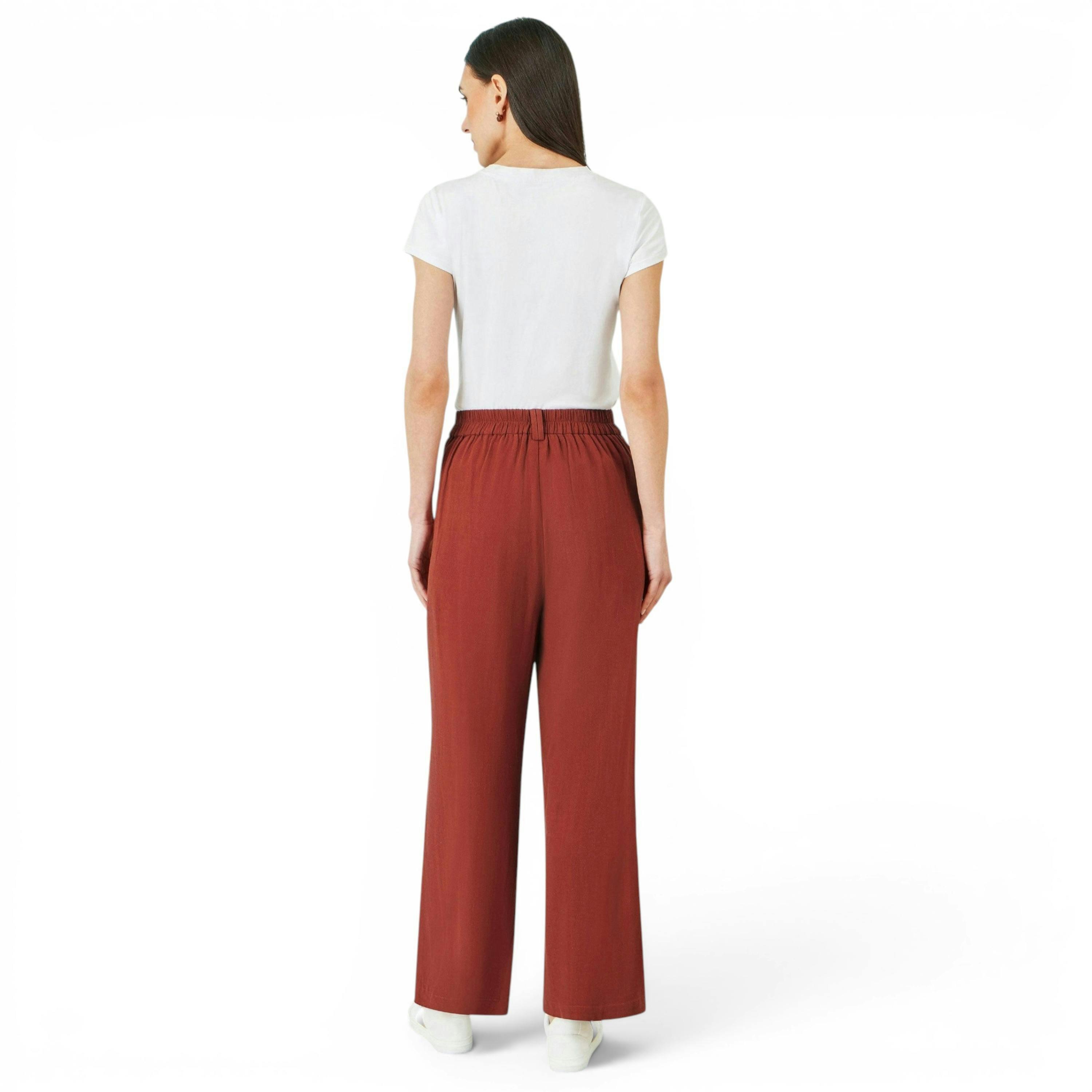 Yumi Brown Linen Mix Trousers , view 3 of 4