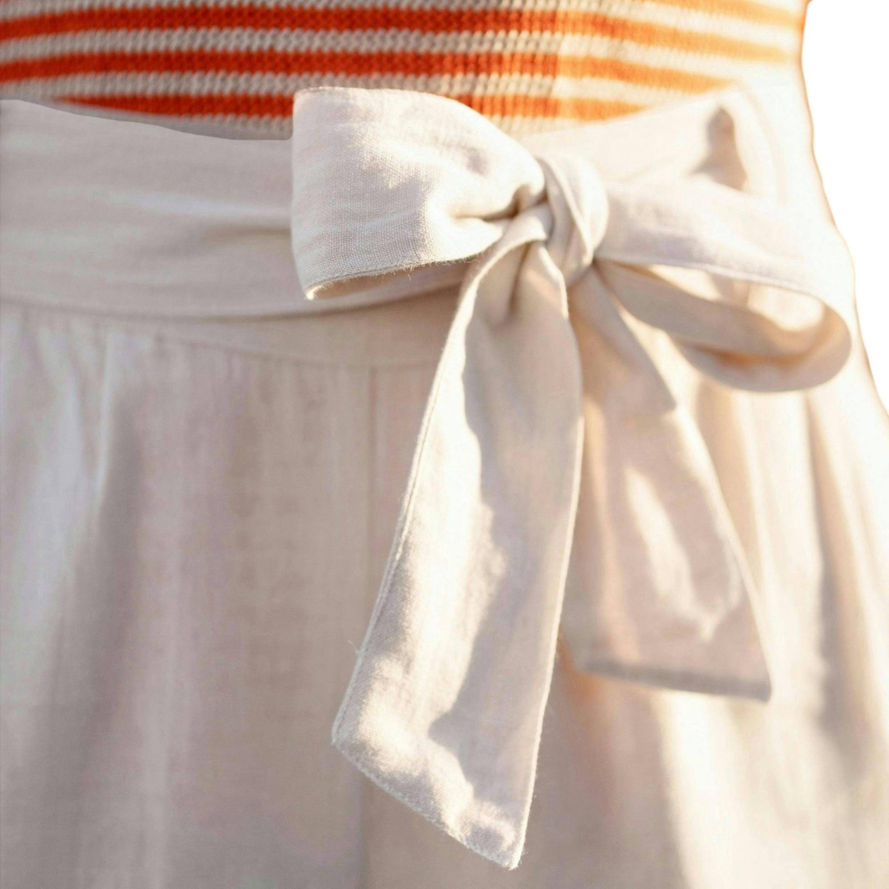 Yumi Natural Linen Mix Cropped Trousers With Tie Belt , view 3 of 6