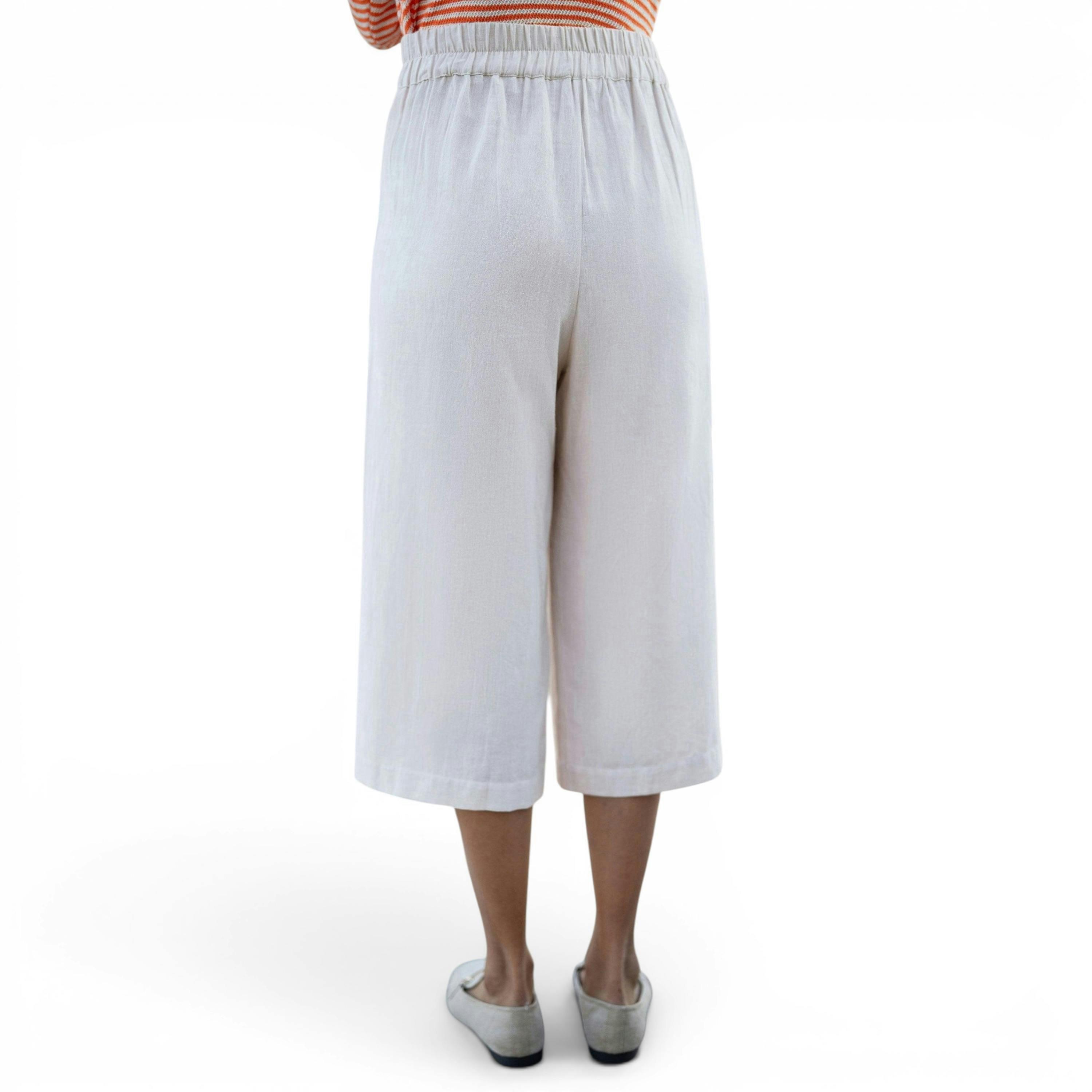 Yumi Natural Linen Mix Cropped Trousers With Tie Belt , view 5 of 6