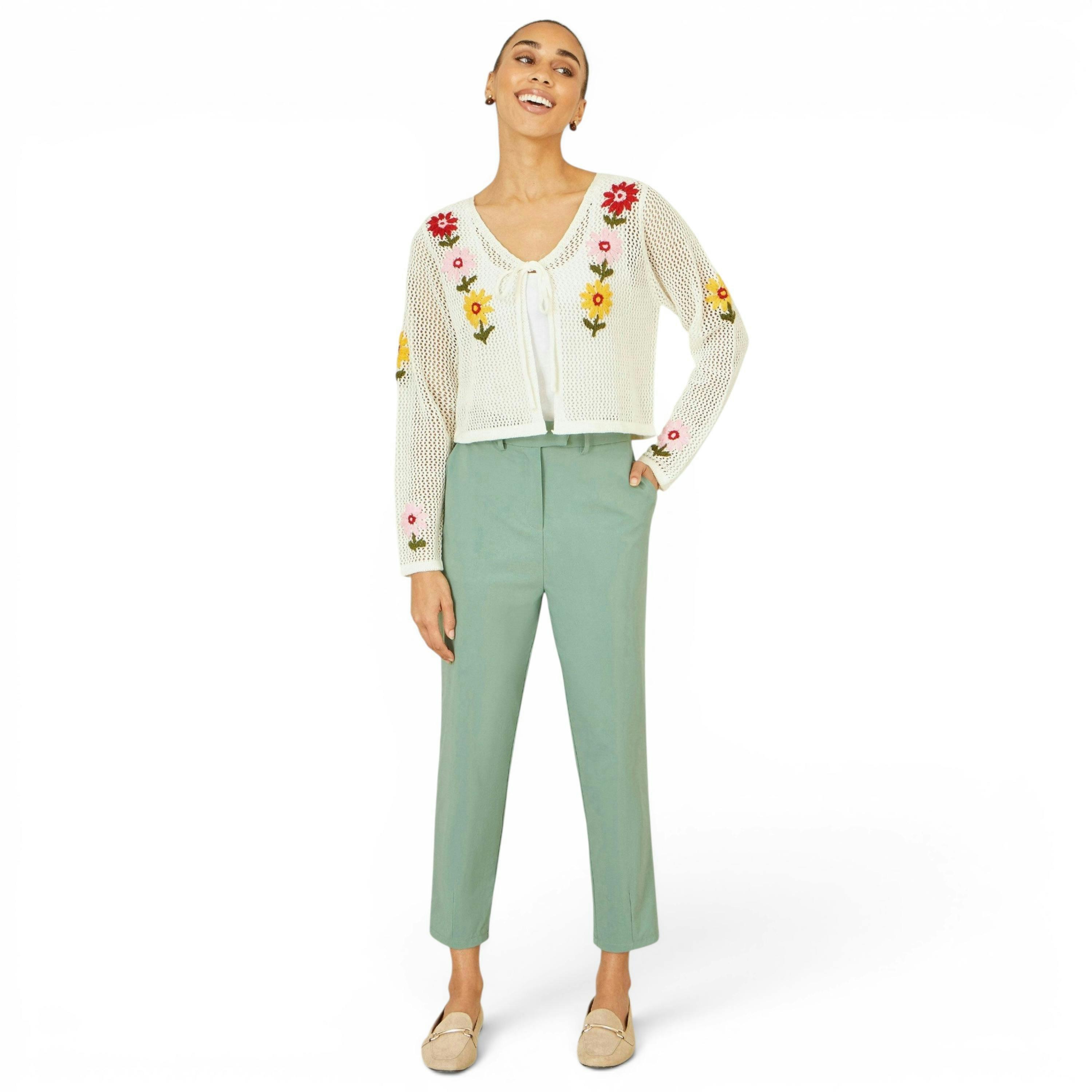 Yumi Ivory Crochet Embroidered Flower Bolero , view 2 of 5