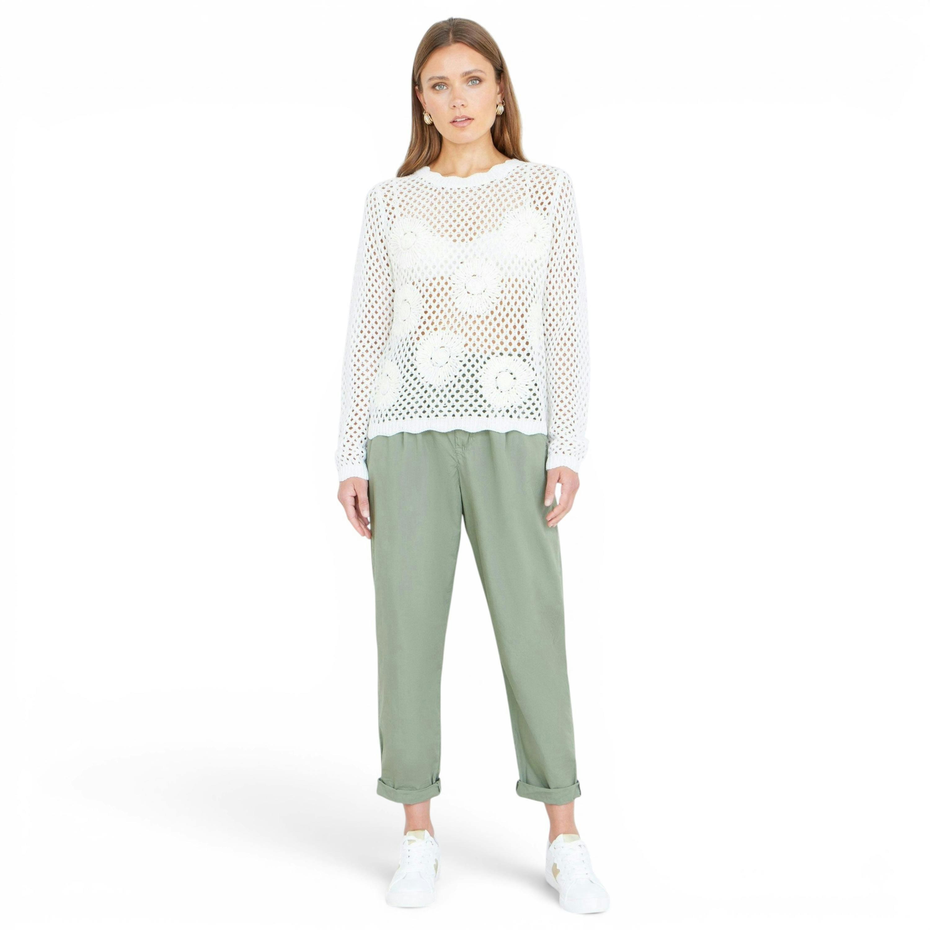 Yumi White Flower Crochet Jumper , view 3 of 6
