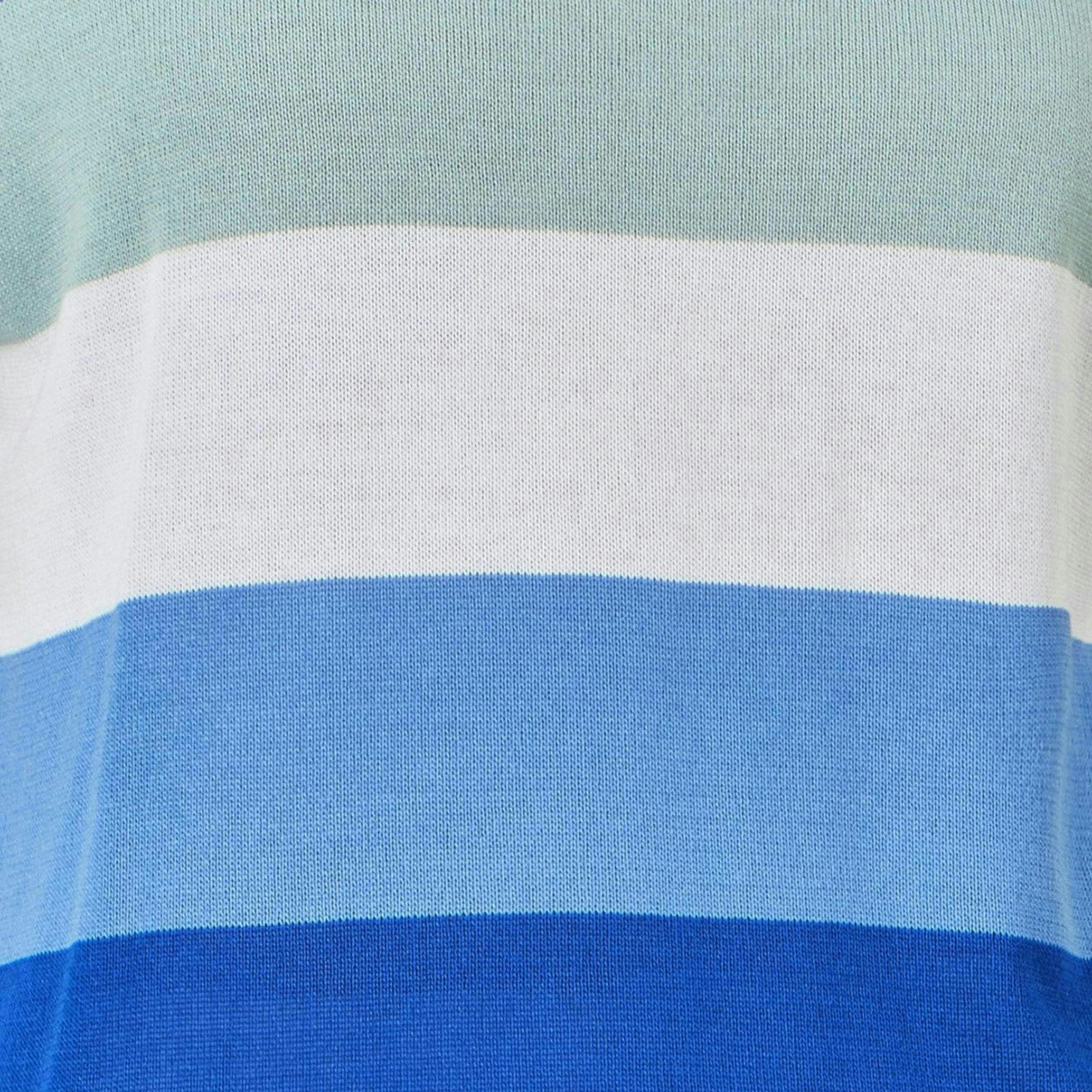 Yumi Blue Block Stripe Relaxed Knitted Top , view 5 of 5
