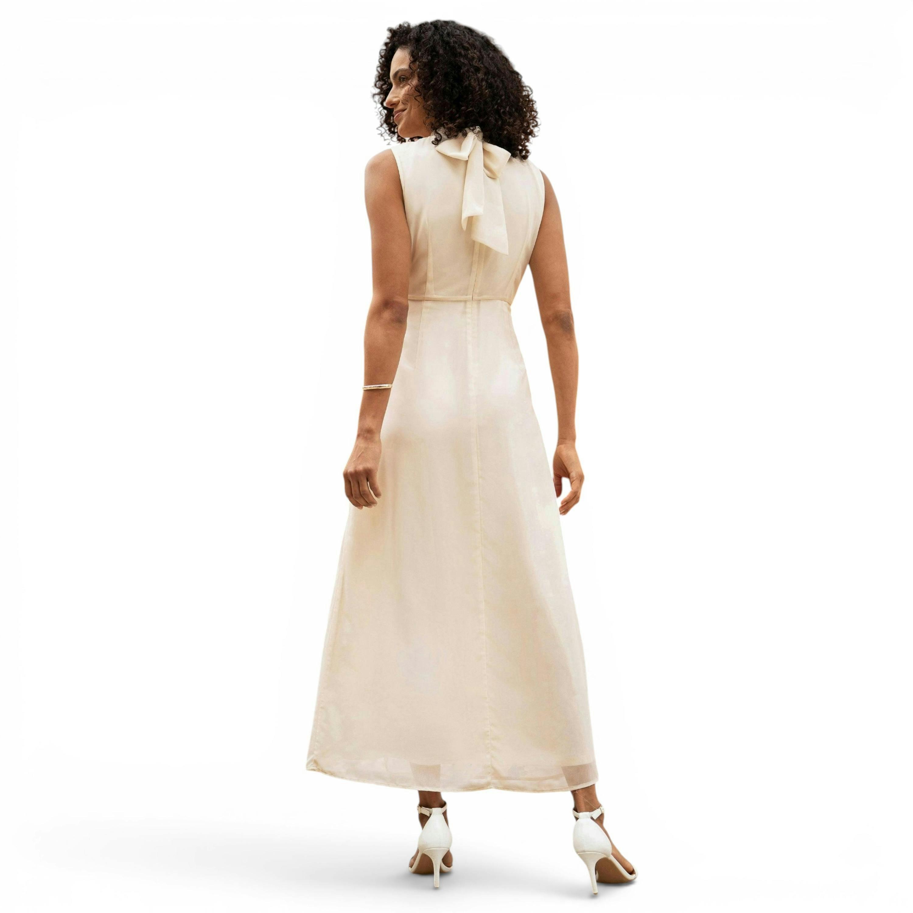 Yumi Ivory Flower Halter Neck Maxi Dress , view 4 of 6