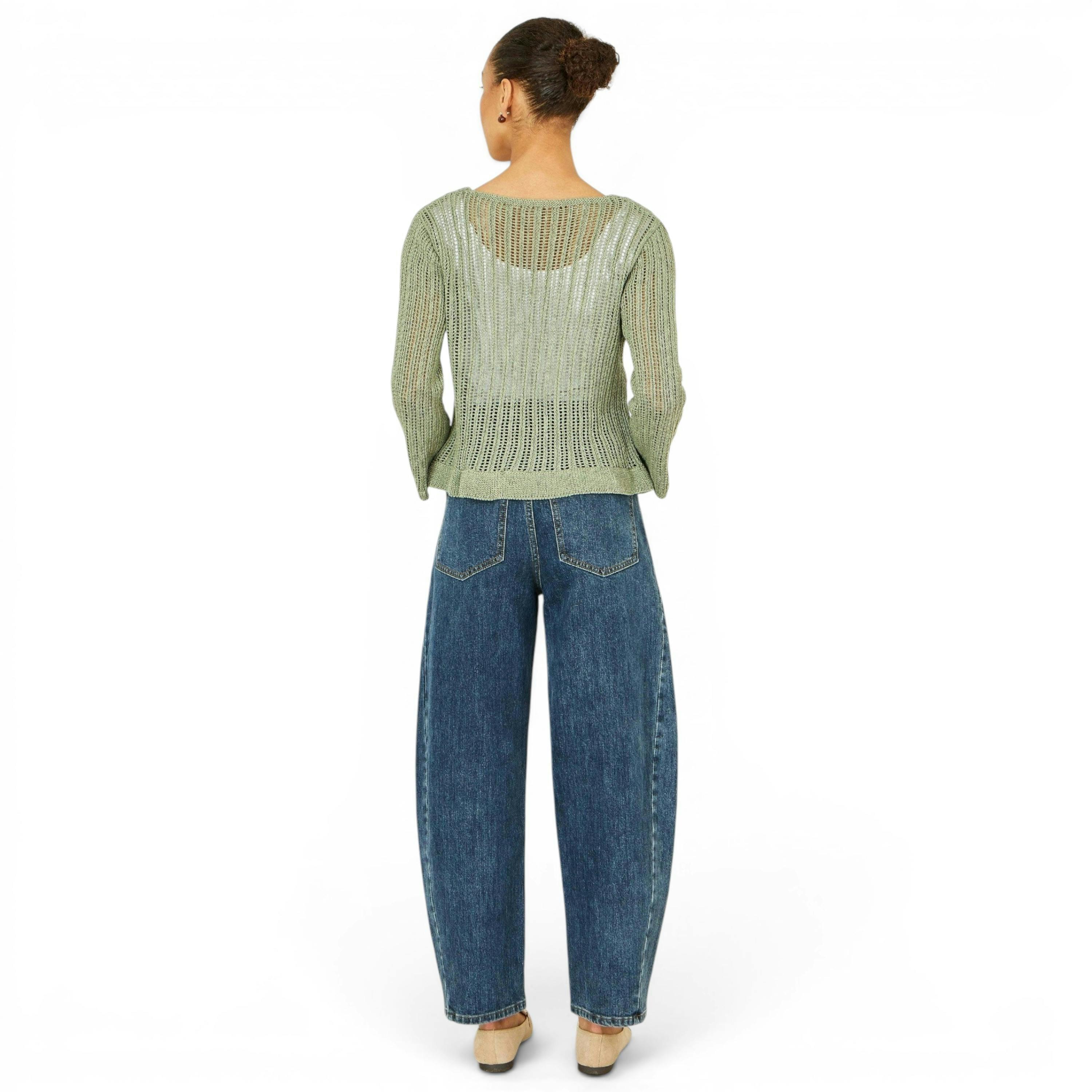 Yumi Green Tie Front Pointelle Cardigan , view 5 of 6