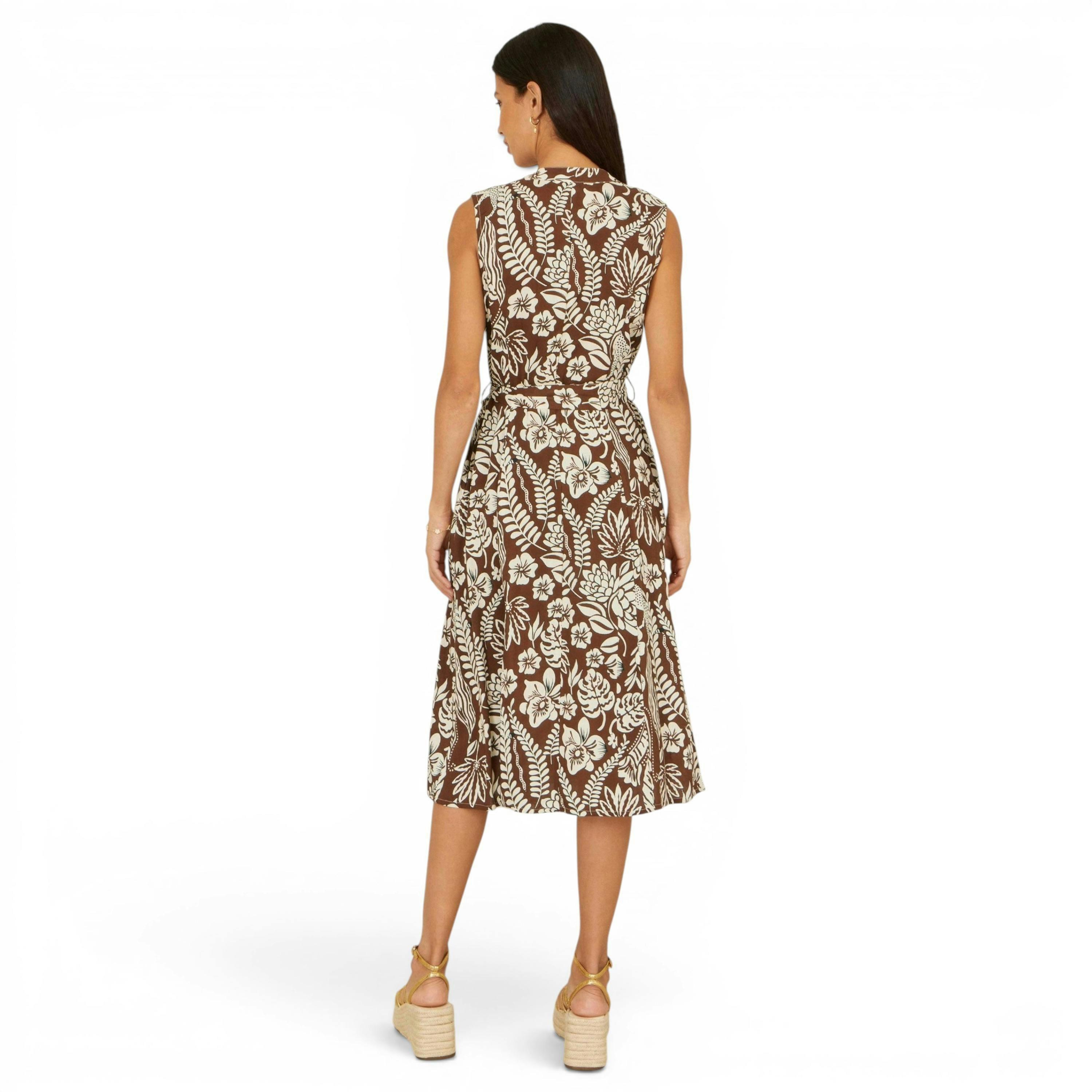 Yumi Brown Leaf Print Shirt Dress , view 4 of 6