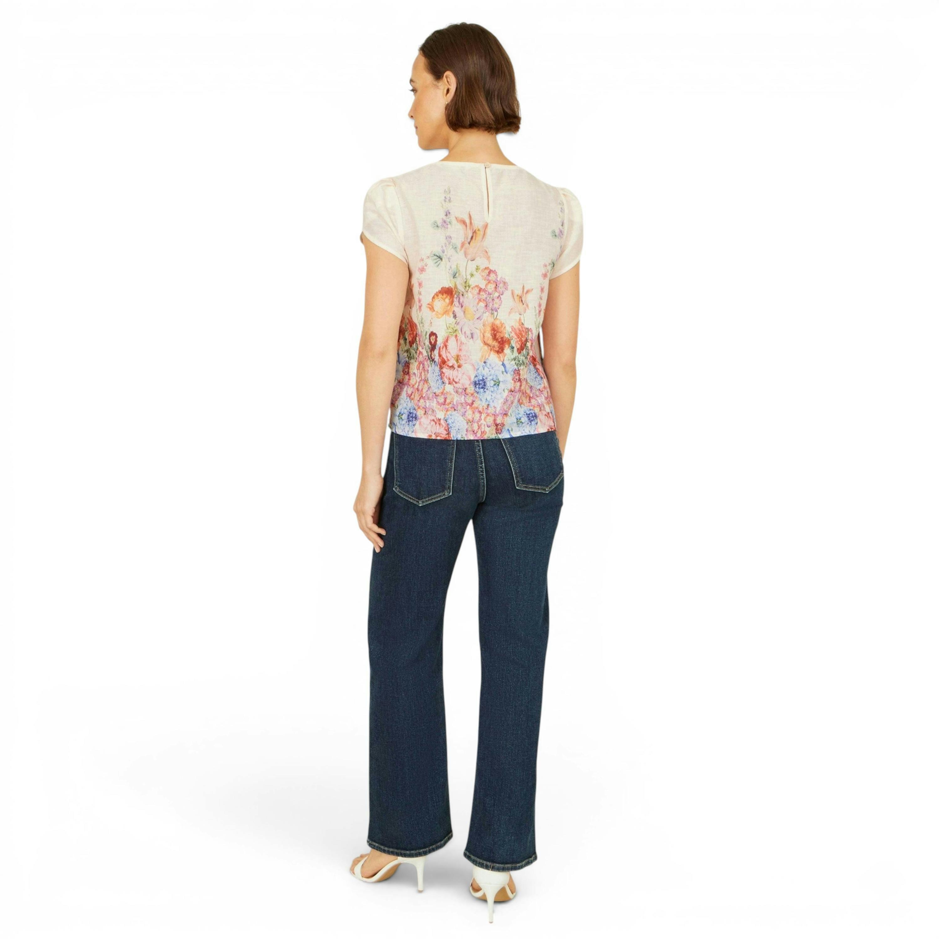 Yumi Pink Floral Border Top , view 4 of 5