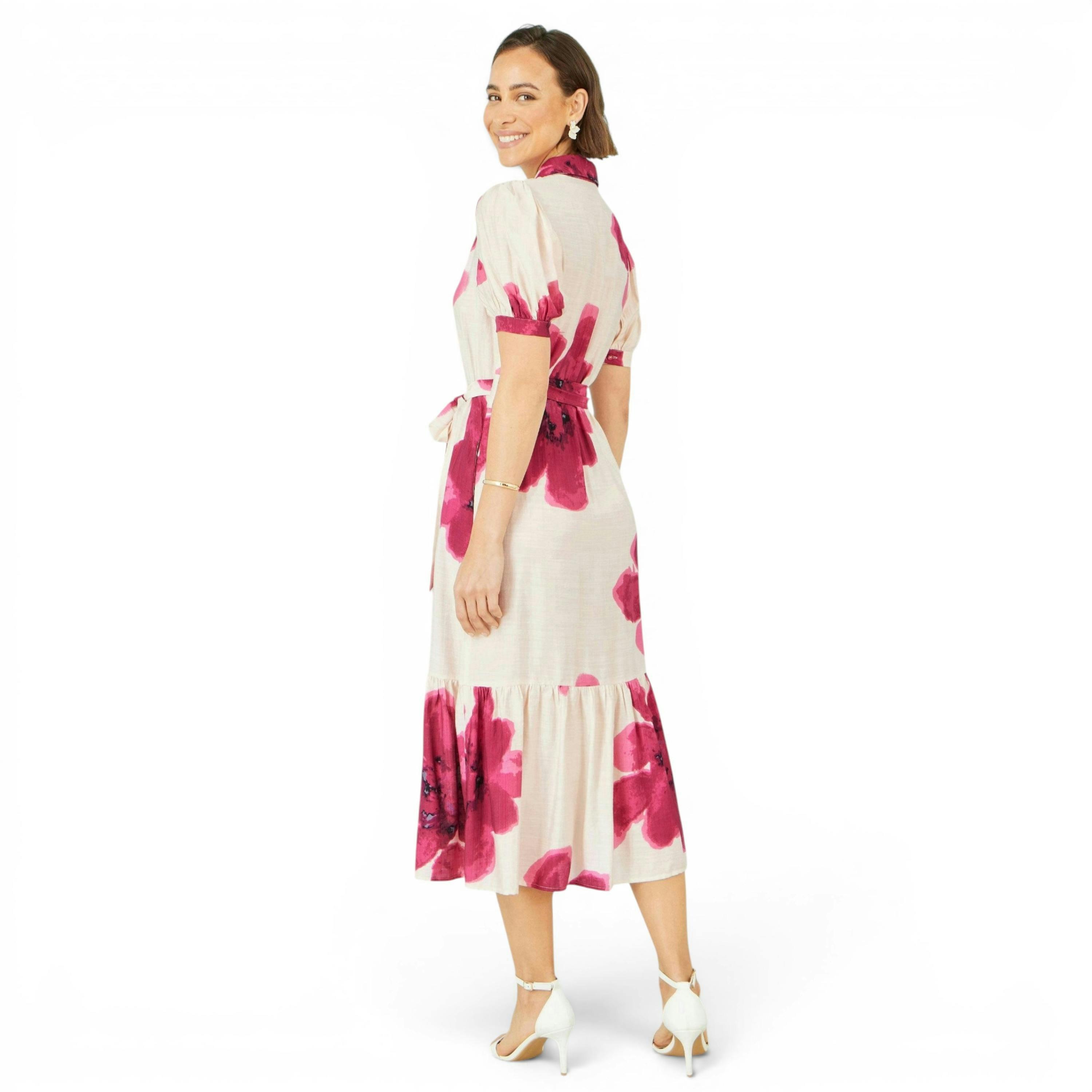 Yumi Pink Scattered Floral Shirt Dress , view 6 of 6