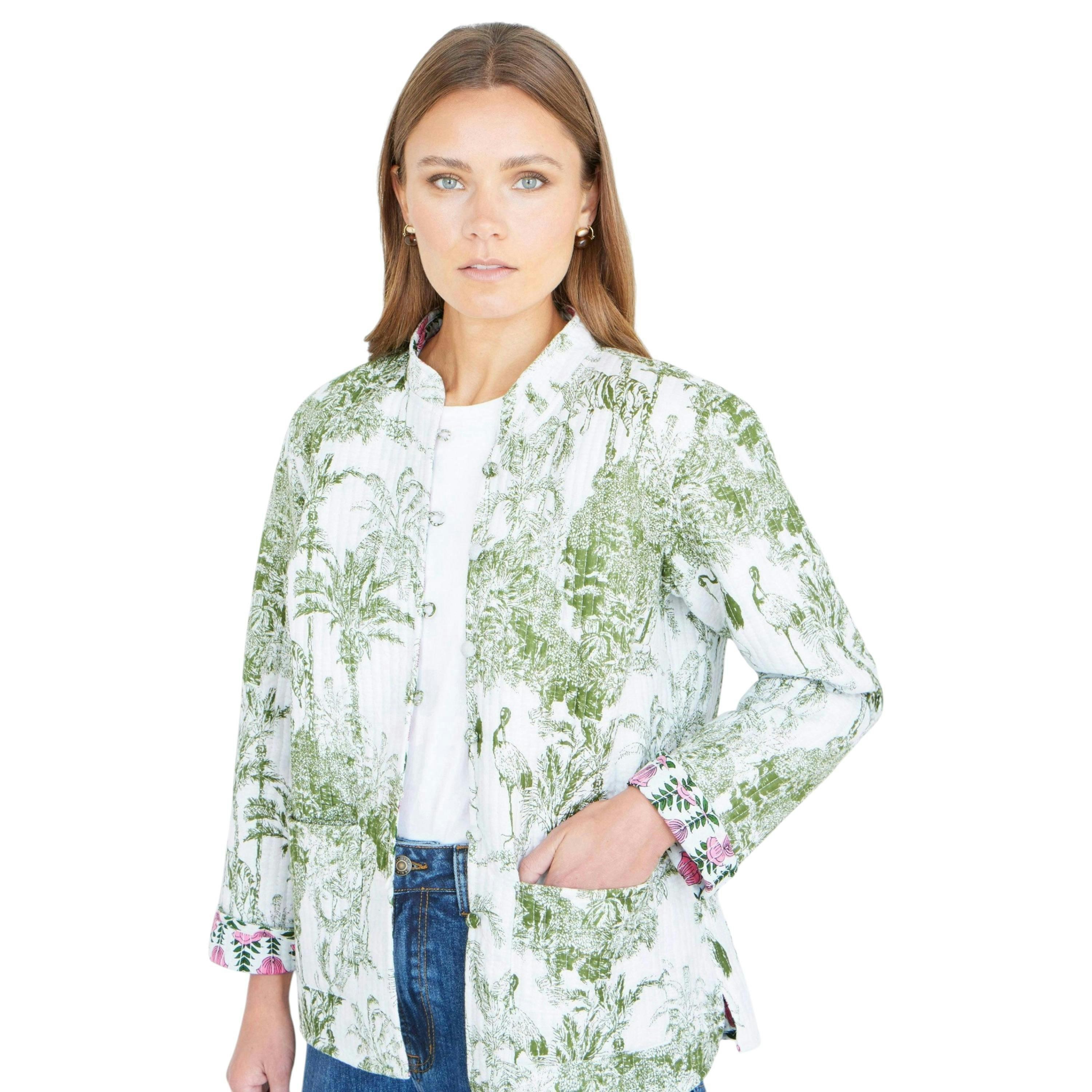 Yumi Green Reversible Cotton Quilted Jacket , view 1 of 6