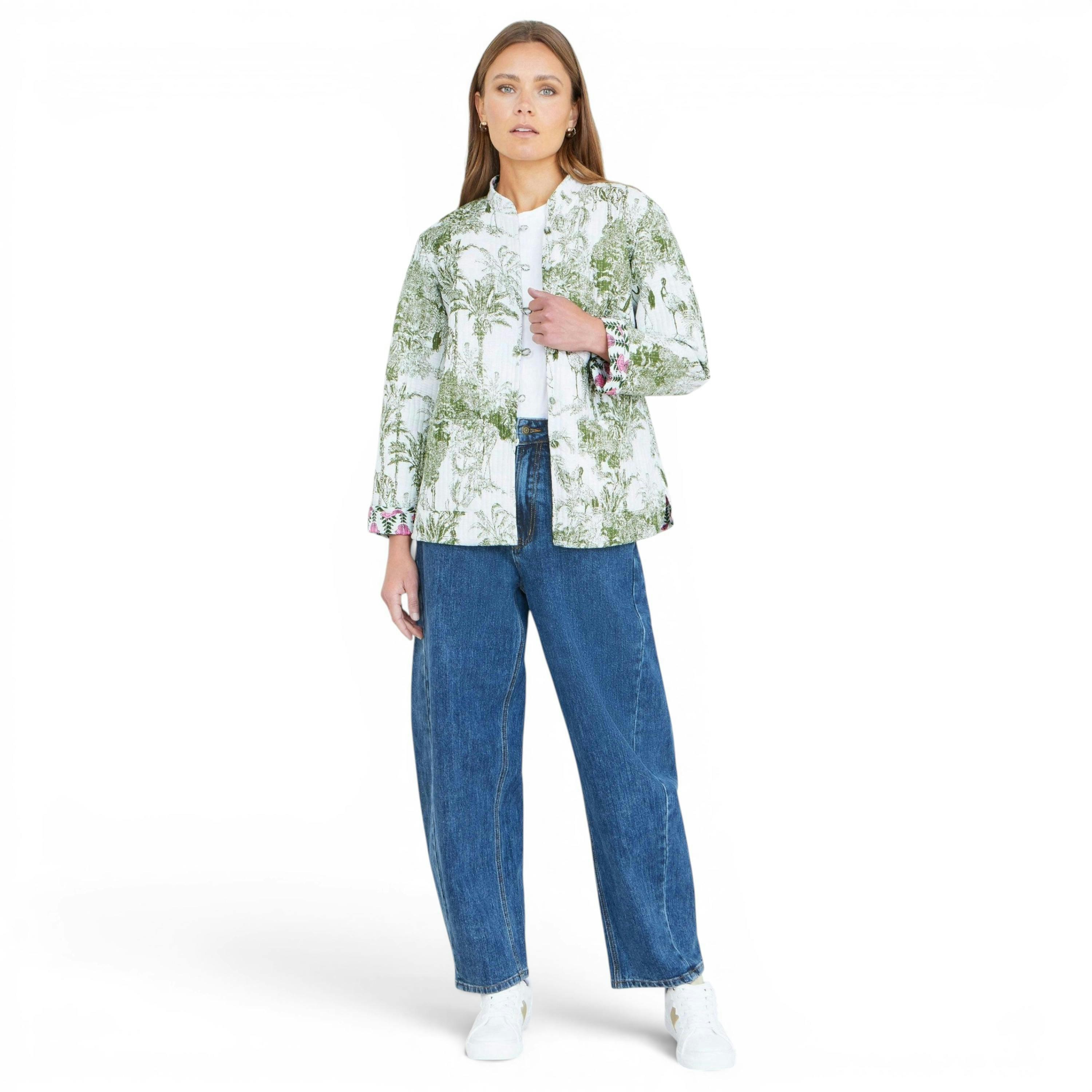 Yumi Green Reversible Cotton Quilted Jacket , view 2 of 6