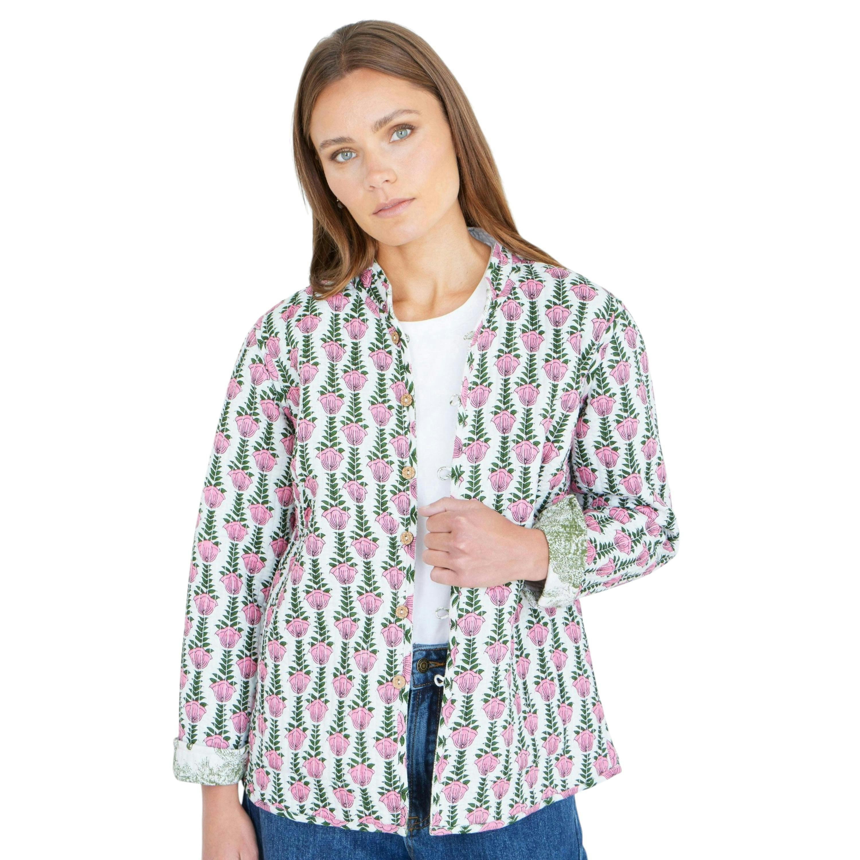 Yumi Green Reversible Cotton Quilted Jacket , view 5 of 6