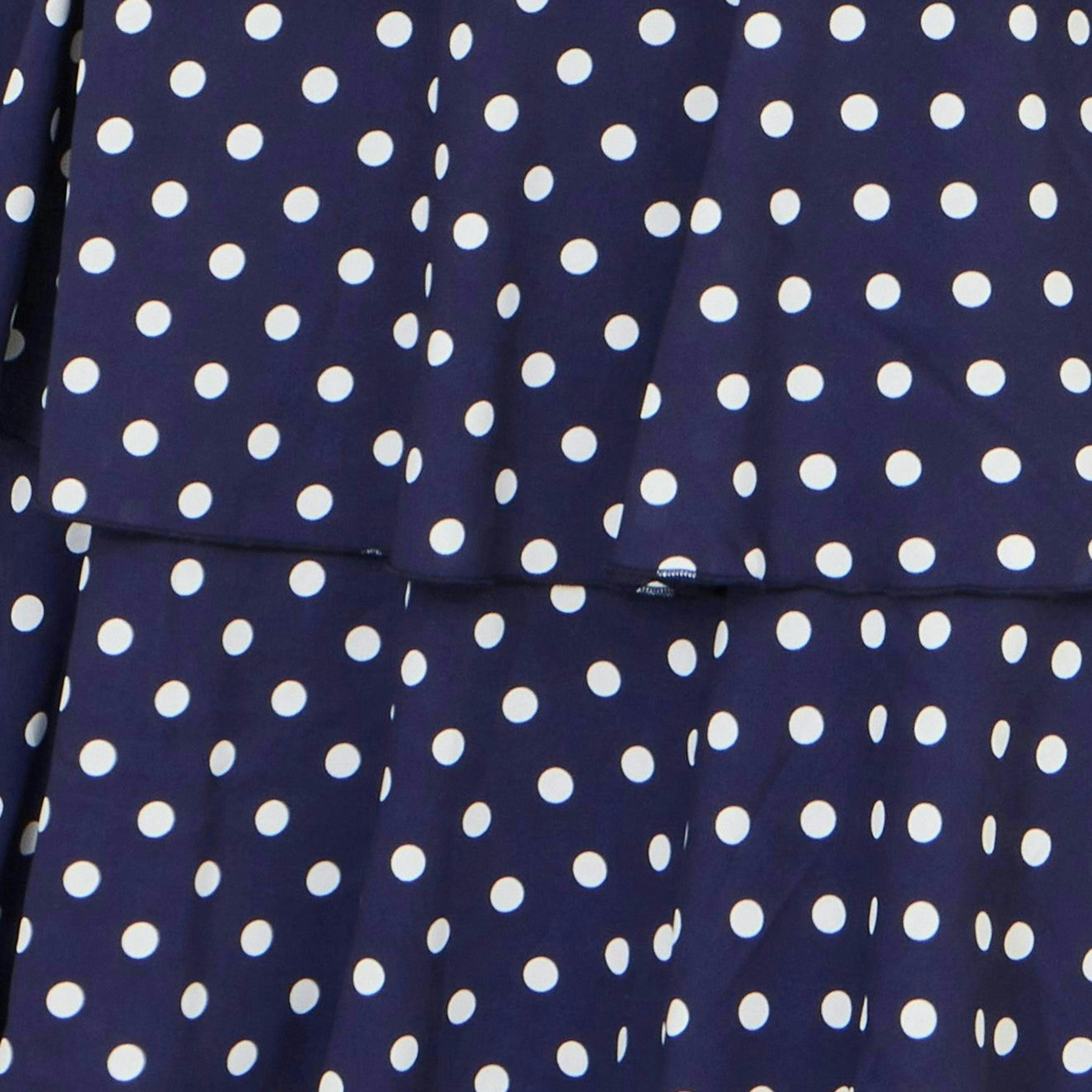 Yumi Navy Spot Tiered Midi Dress , view 6 of 6