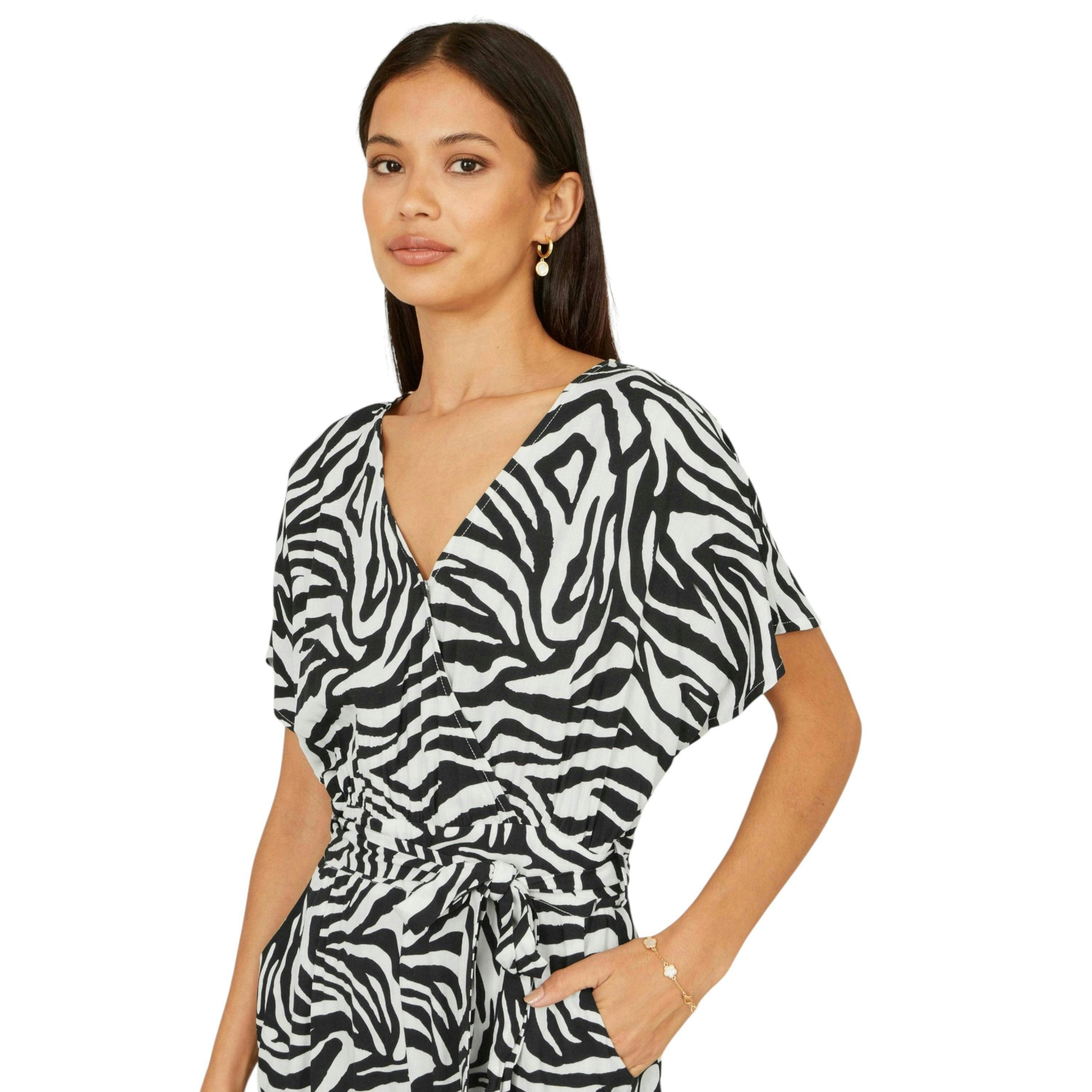 Yumi Black Zebra Print Relaxed Jumpsuit , view 2 of 6