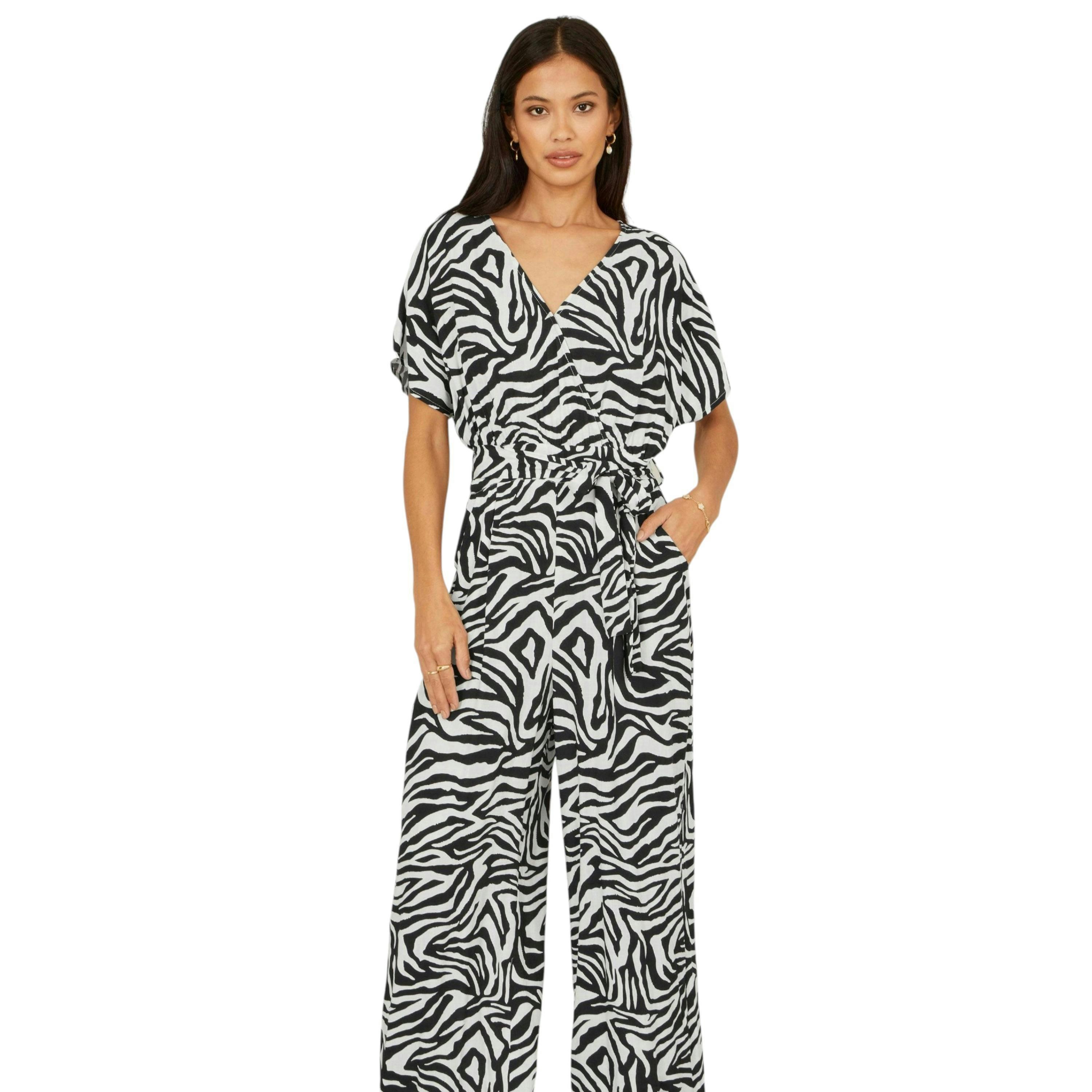 Yumi Black Zebra Print Relaxed Jumpsuit , view 3 of 6