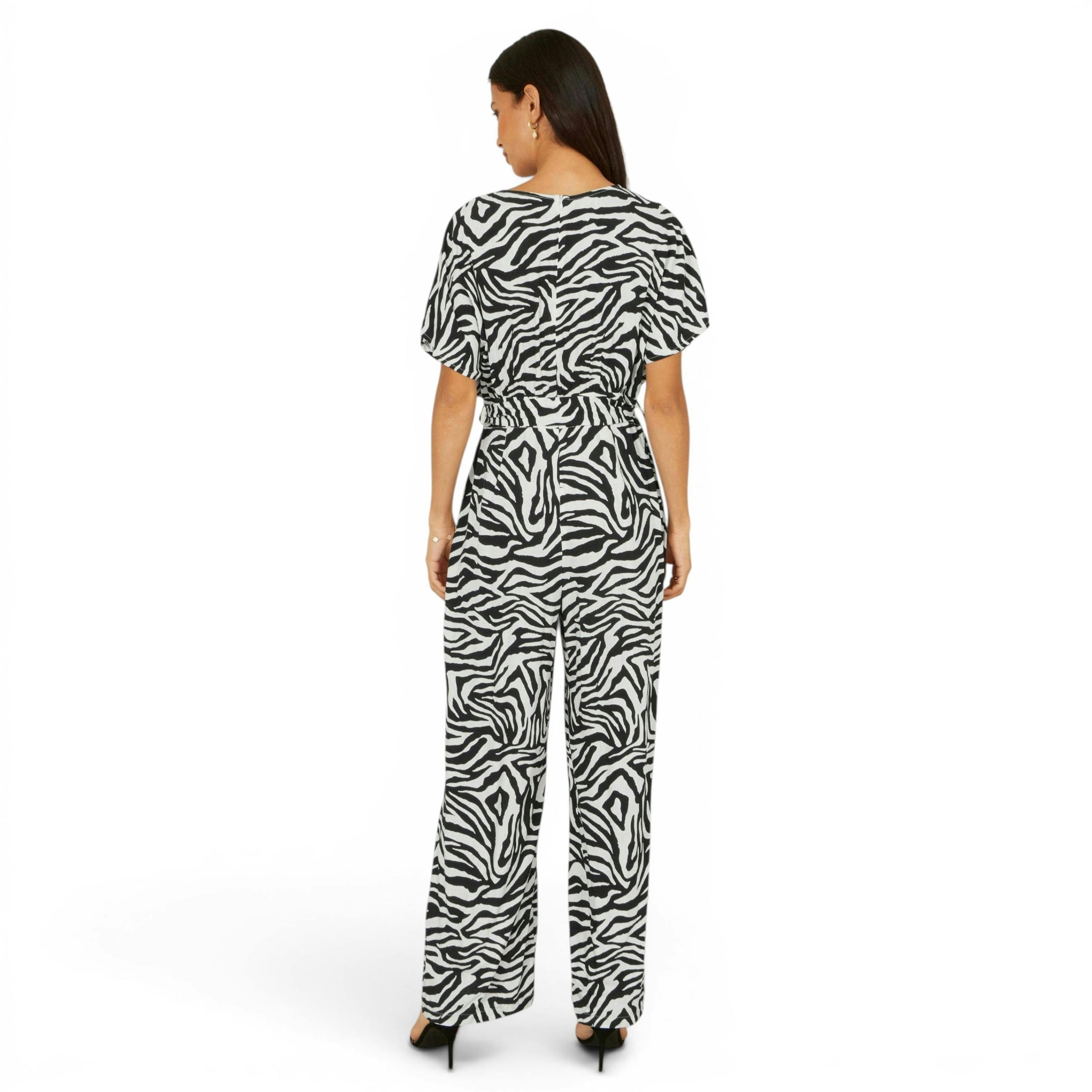 Yumi Black Zebra Print Relaxed Jumpsuit , view 4 of 6