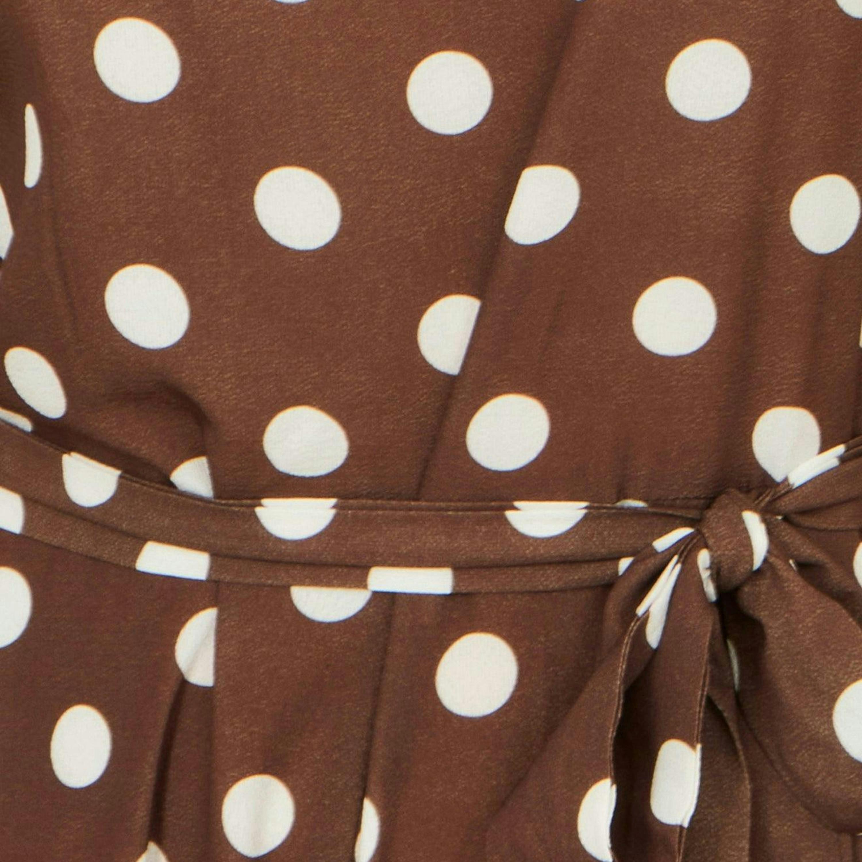 Yumi Brown Polka Dot Culotte Jumpsuit , view 6 of 6