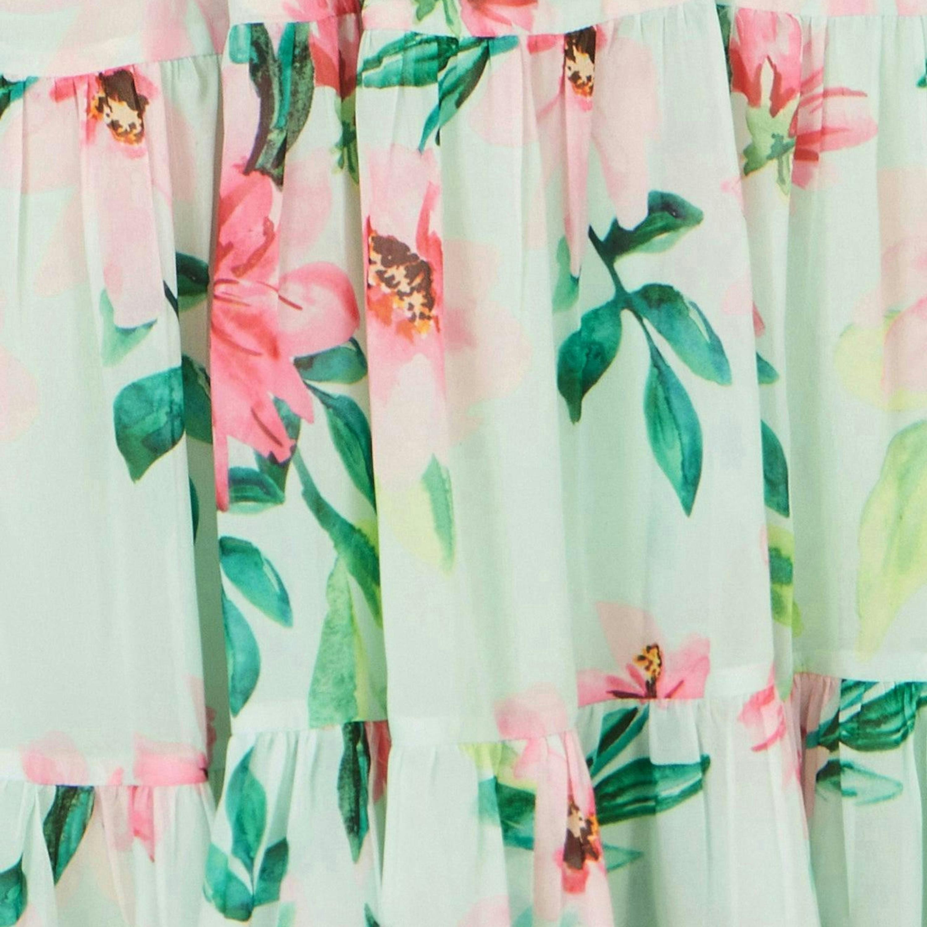 Yumi Mint Floral Halter Neck Midi Dress With Matching Belt , view 6 of 6