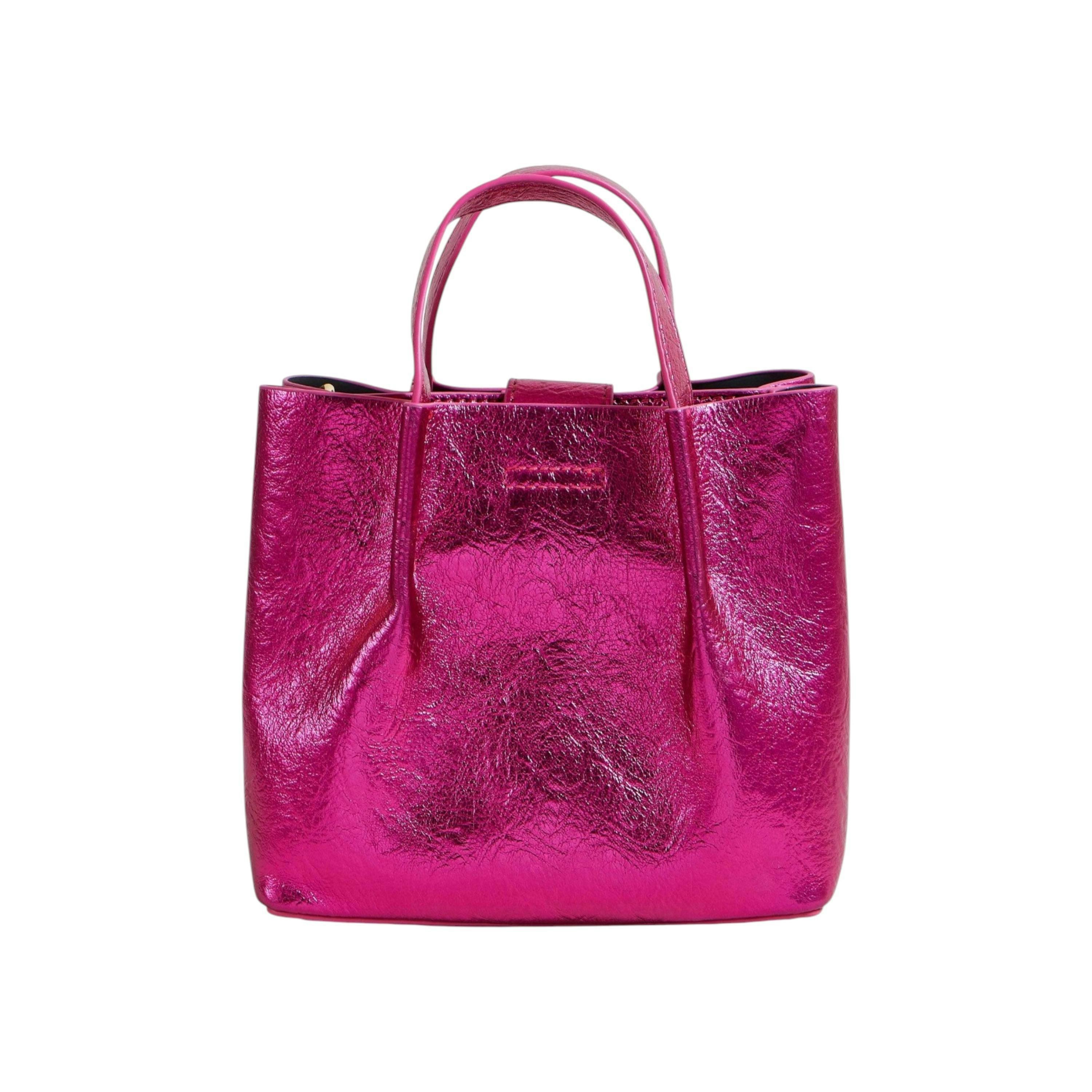 Yumi Pink Metallic Small Tote Bag , view 3 of 6