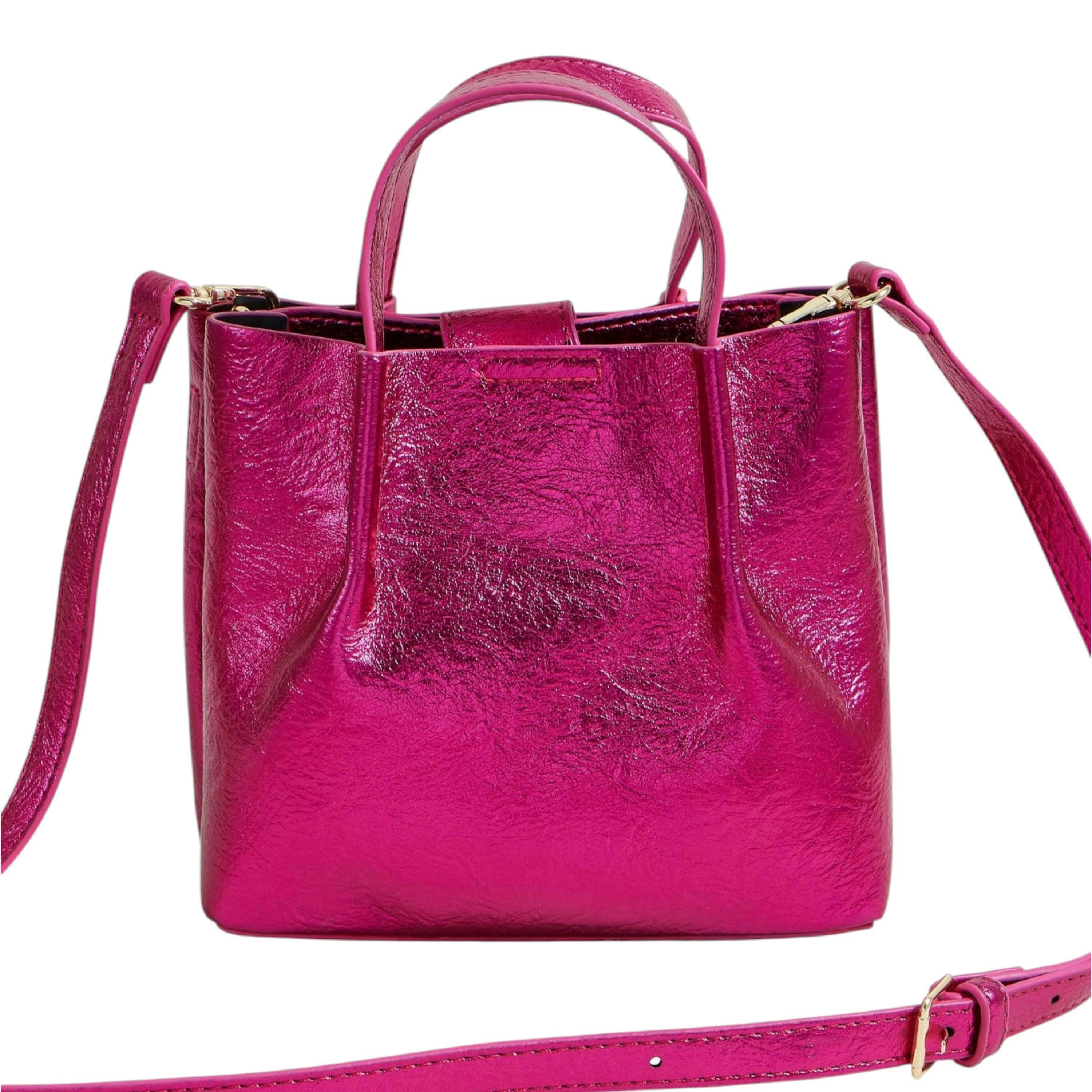 Yumi Pink Metallic Small Tote Bag , view 4 of 6