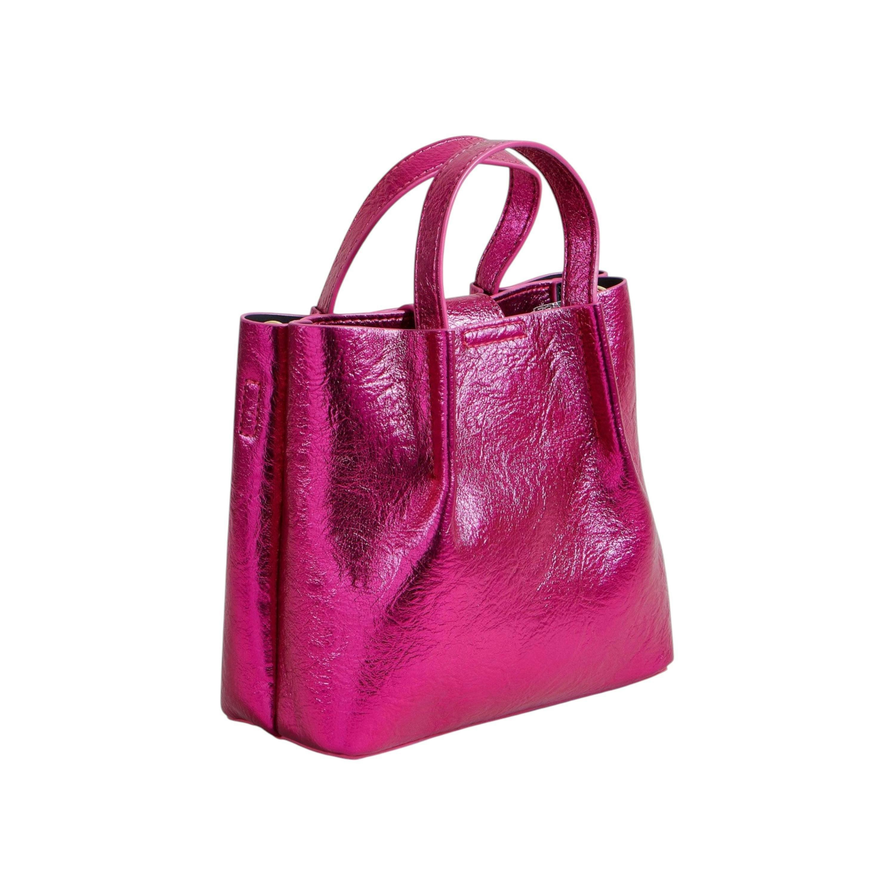 Yumi Pink Metallic Small Tote Bag , view 5 of 6