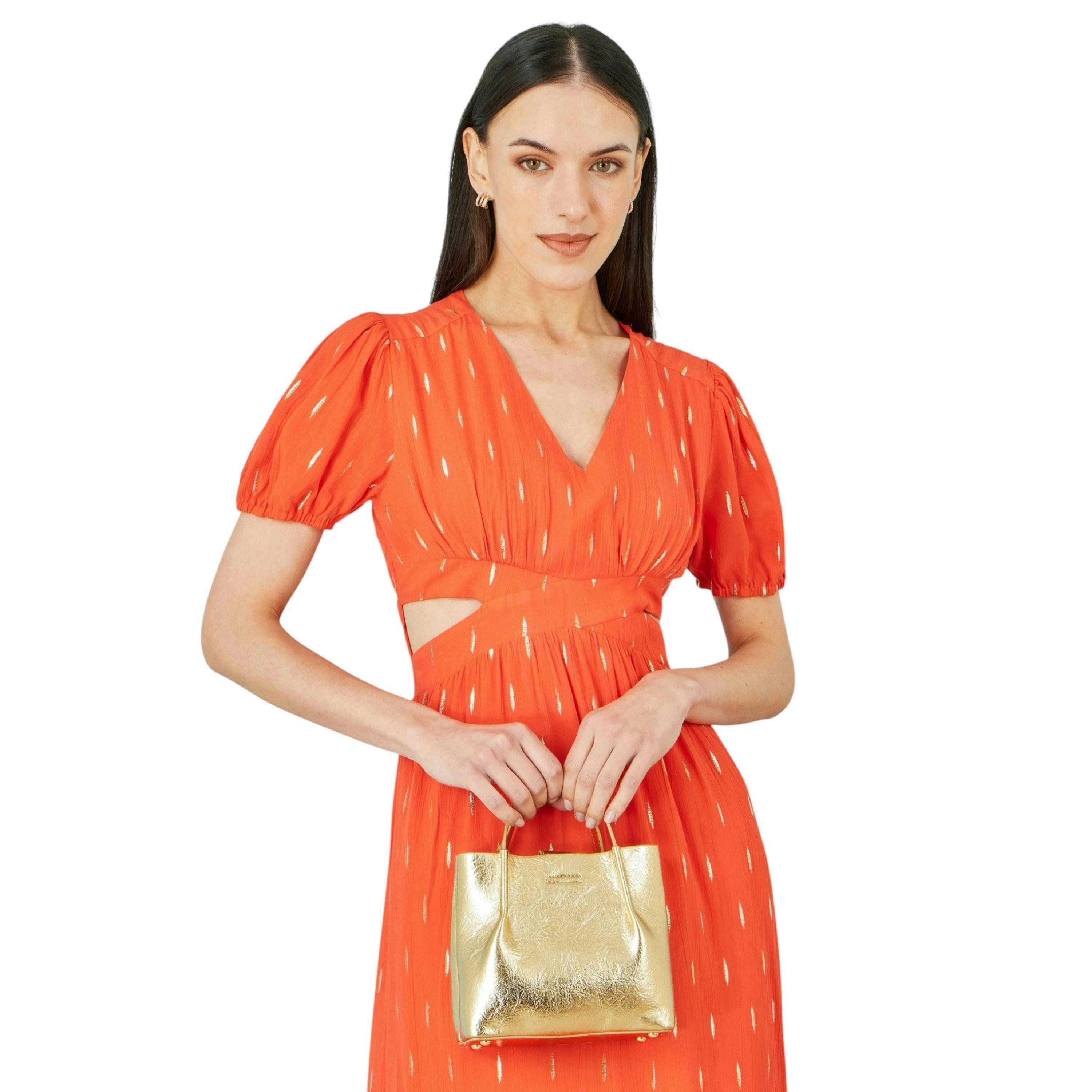 Yumi Gold Metallic Small Tote Bag , view 1 of 6