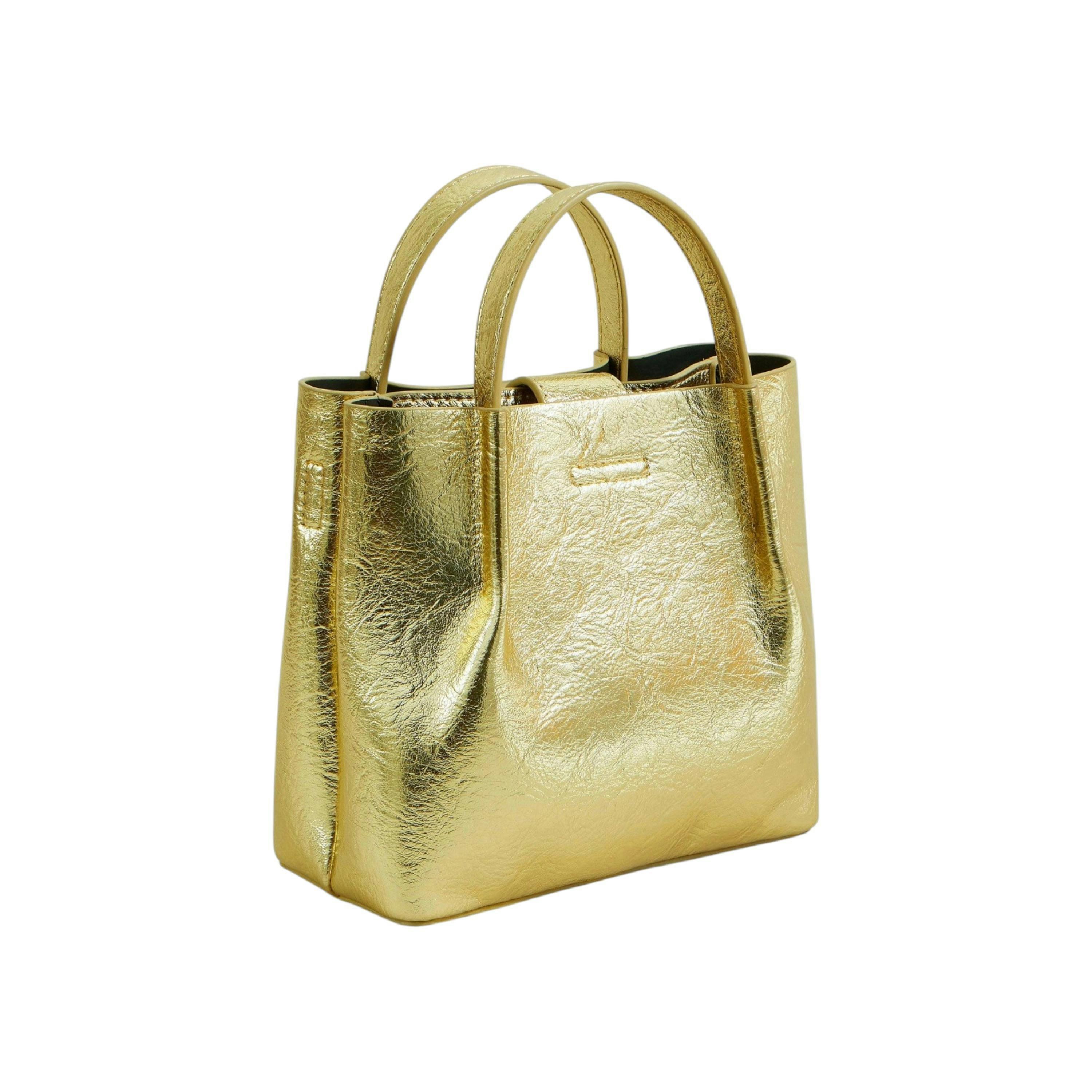 Yumi Gold Metallic Small Tote Bag , view 4 of 6