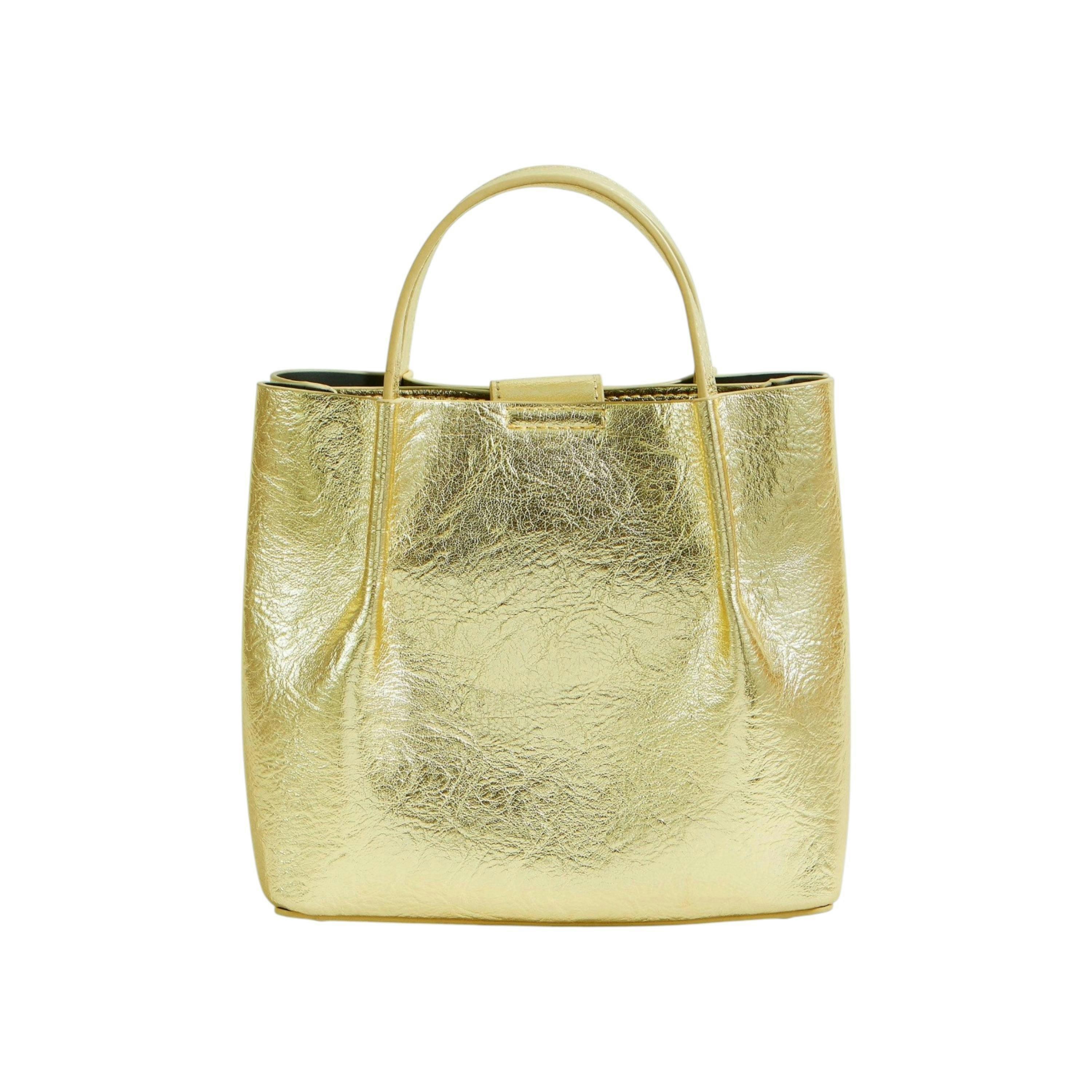 Yumi Gold Metallic Small Tote Bag , view 6 of 6