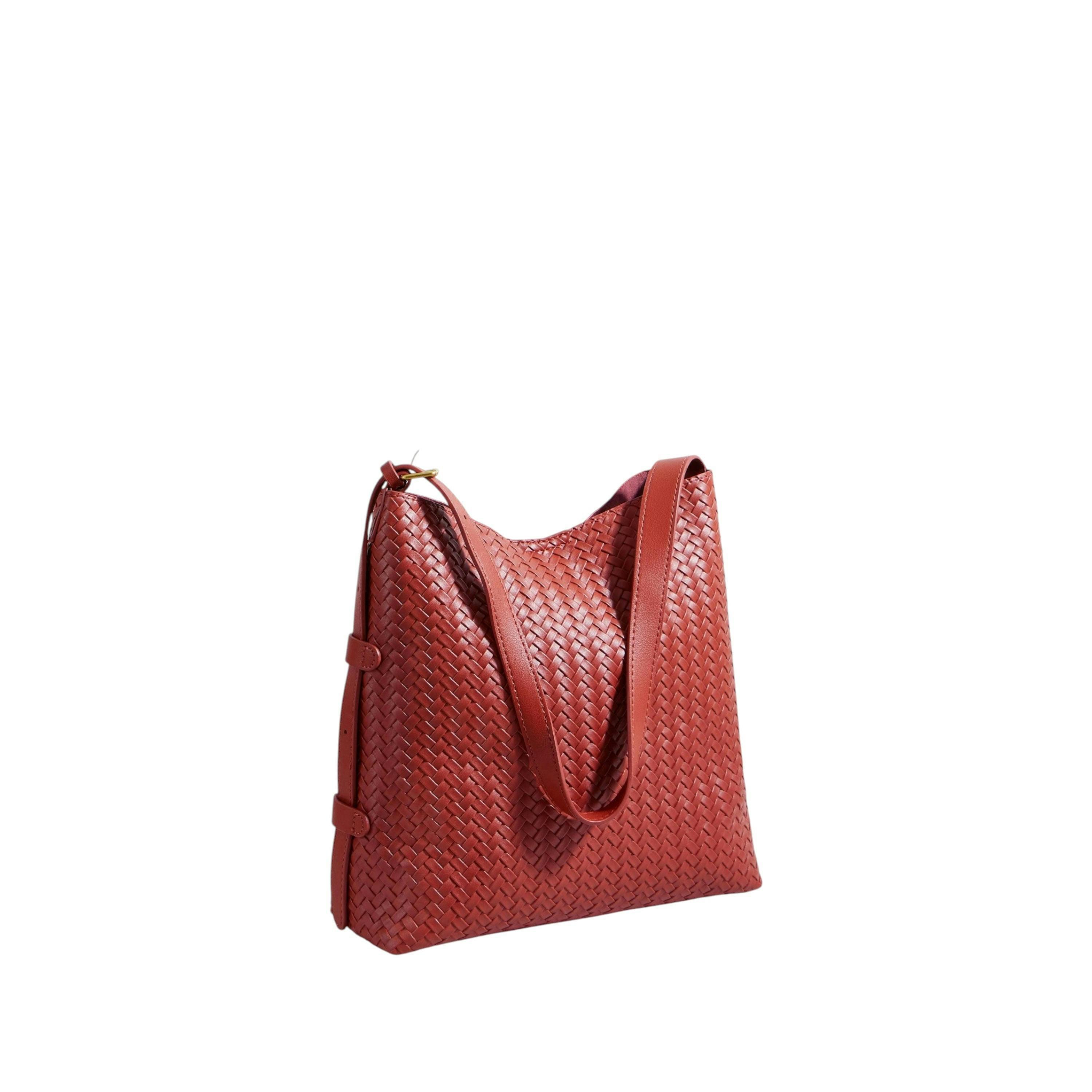 Yumi Red Woven Shoulder Bag With Detachable Inside Purse , view 2 of 4