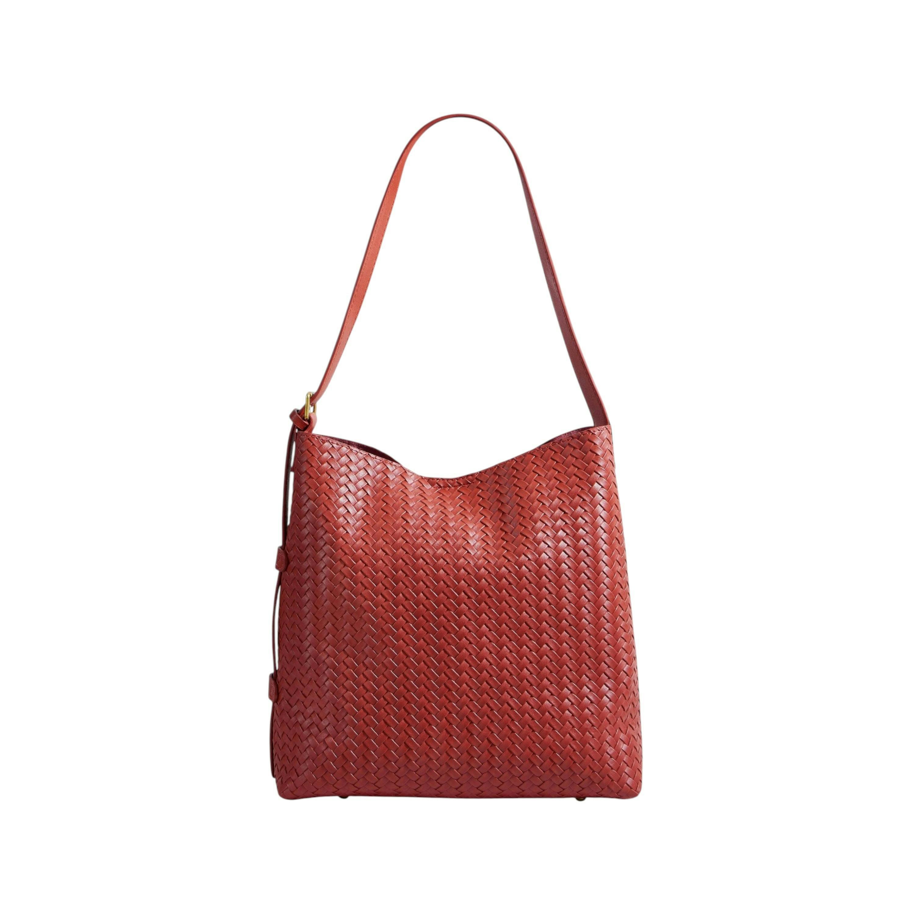 Yumi Red Woven Shoulder Bag With Detachable Inside Purse , view 3 of 4