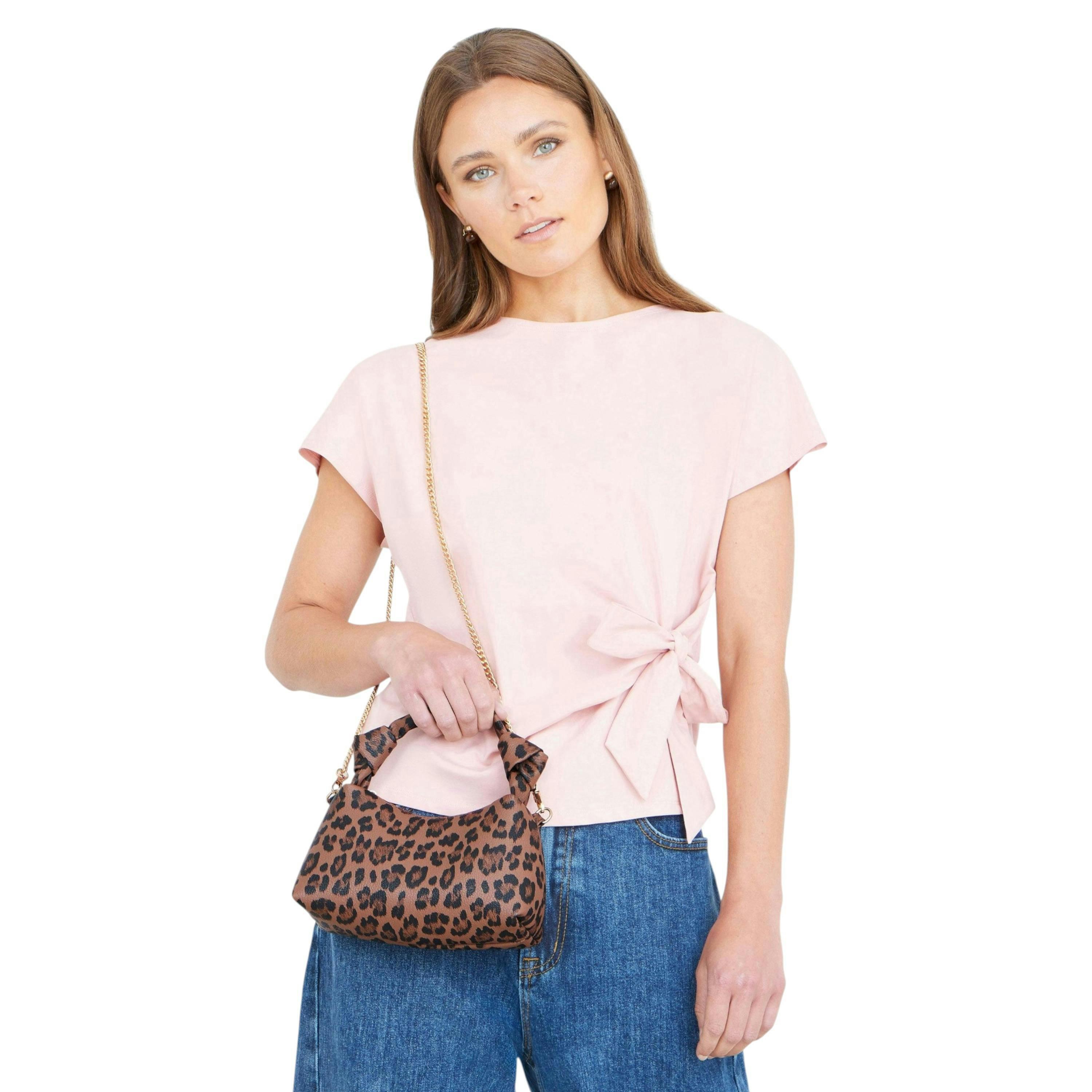 Yumi Brown Leopard Small Shoulder Bag , view 3 of 6