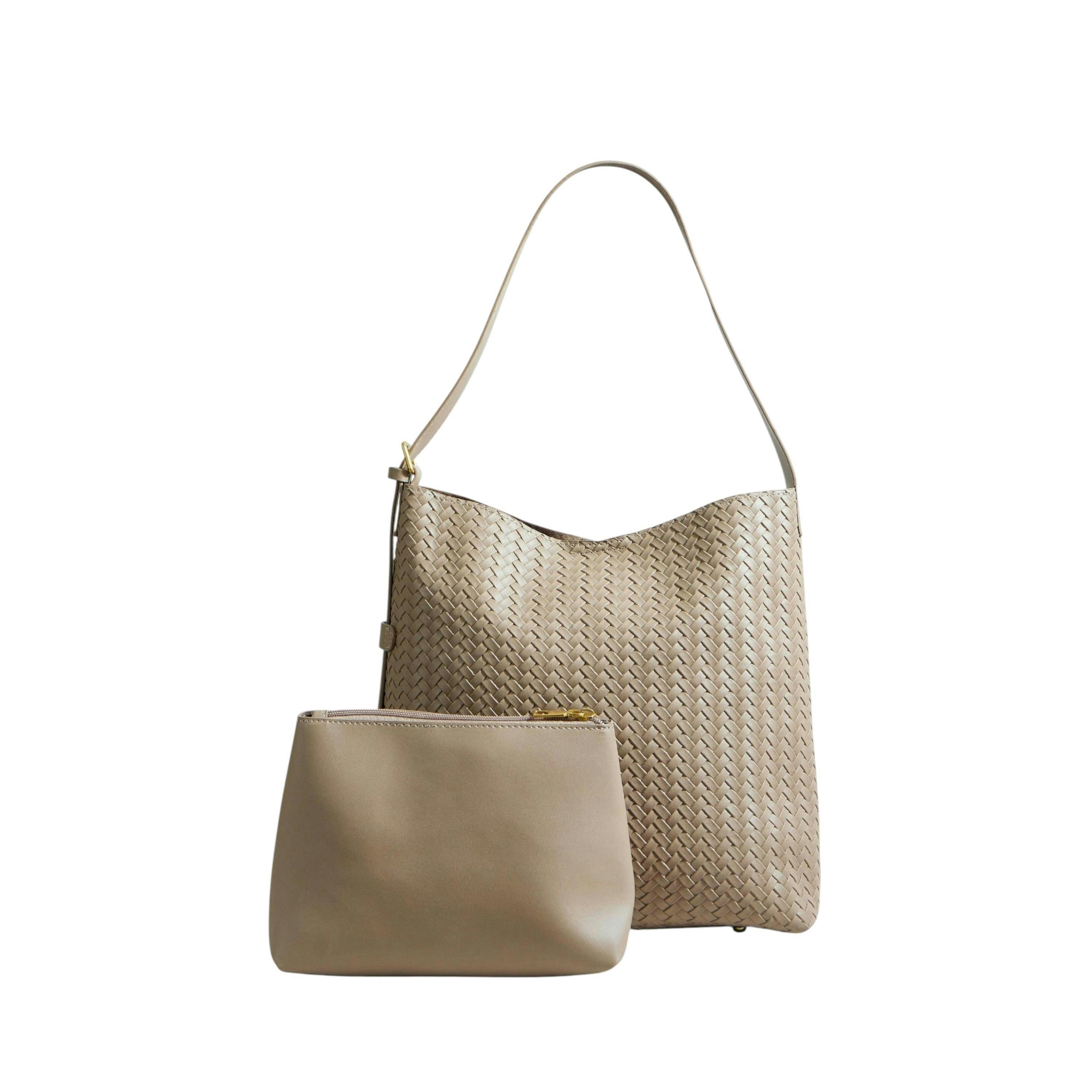 Yumi Stone Woven Shoulder Bag With Detachable Inside Purse , view 1 of 4