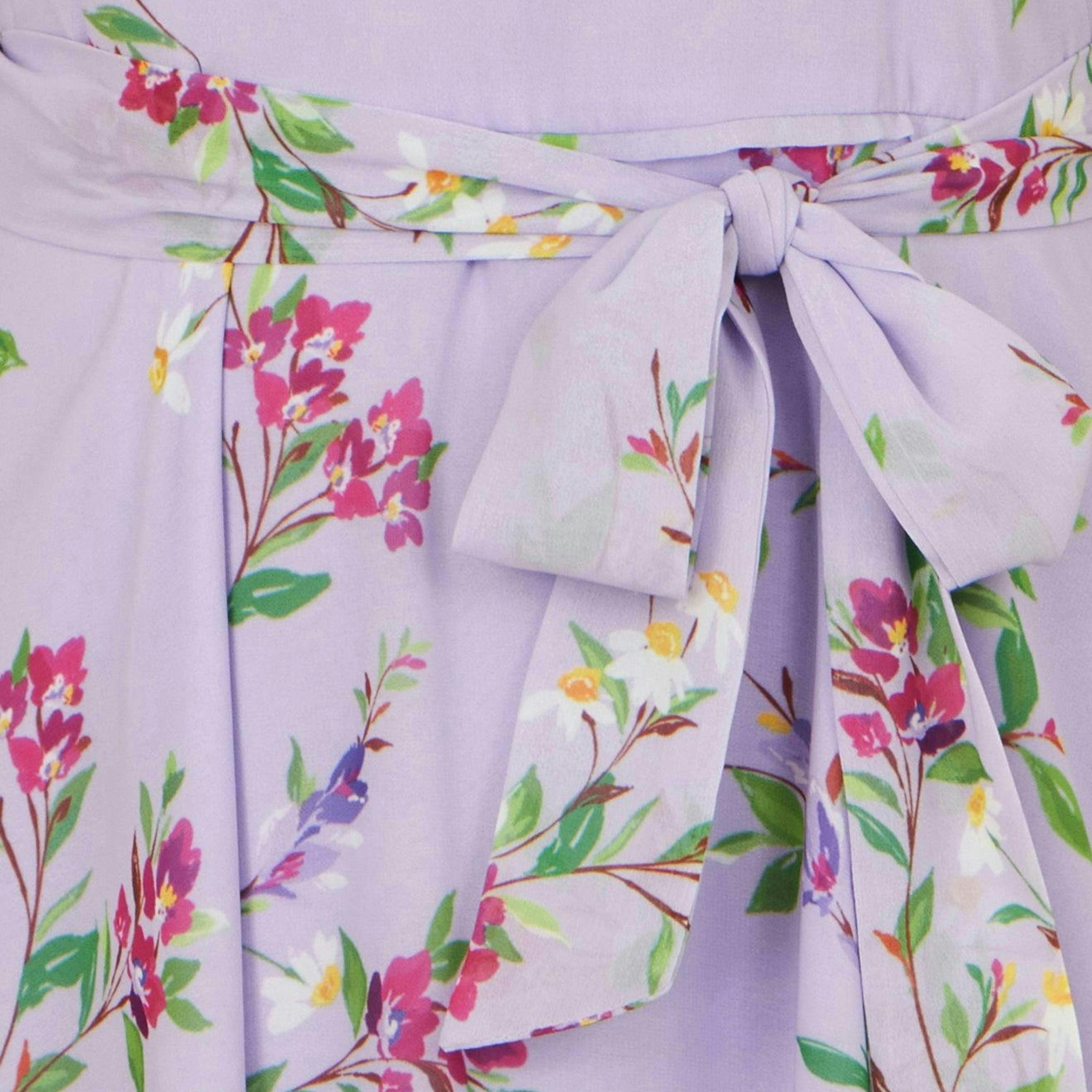 Yumi Lilac Floral Print Midi Skater Dress , view 5 of 5