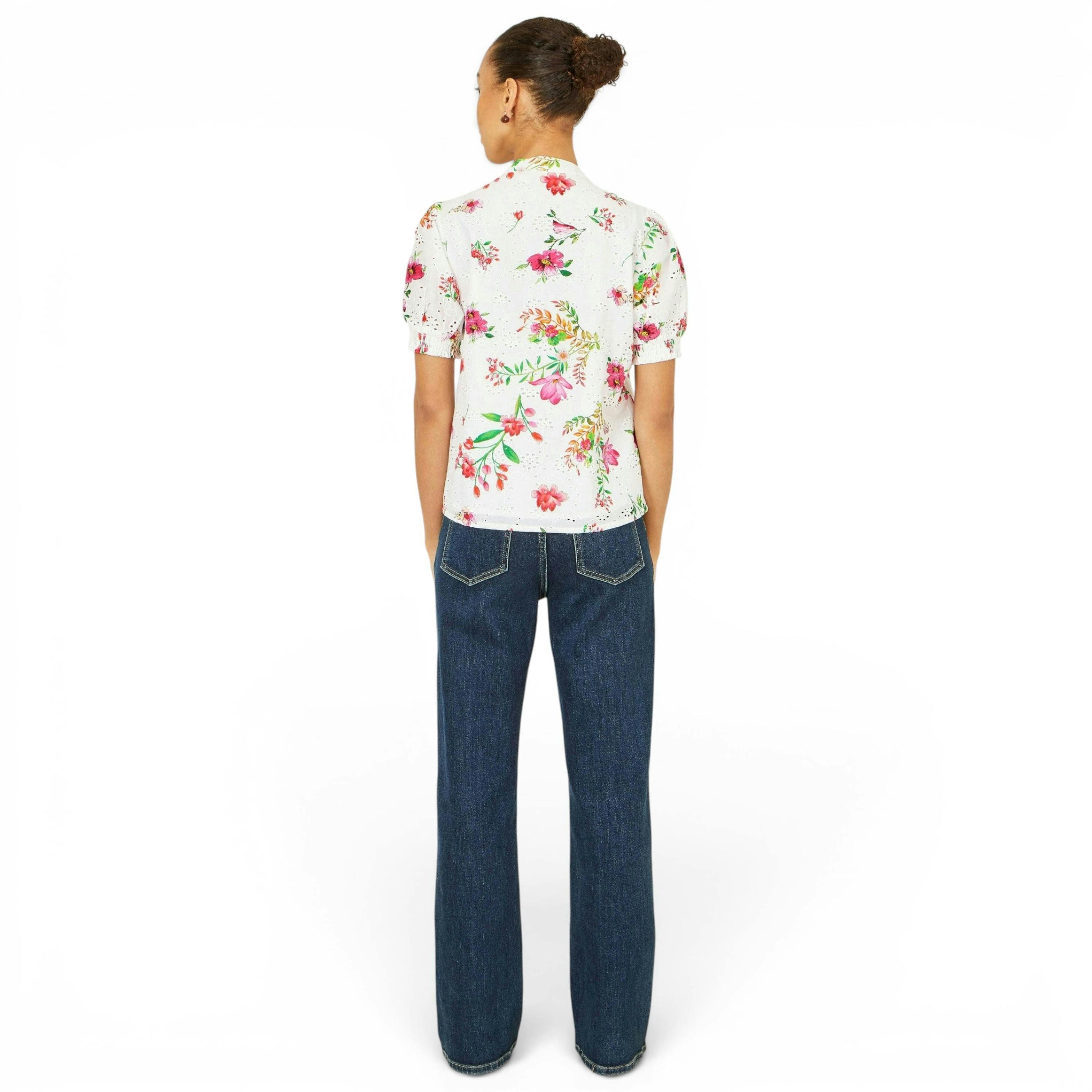 Yumi White Cotton Broderie Anglaise Floral Shirt , view 5 of 6