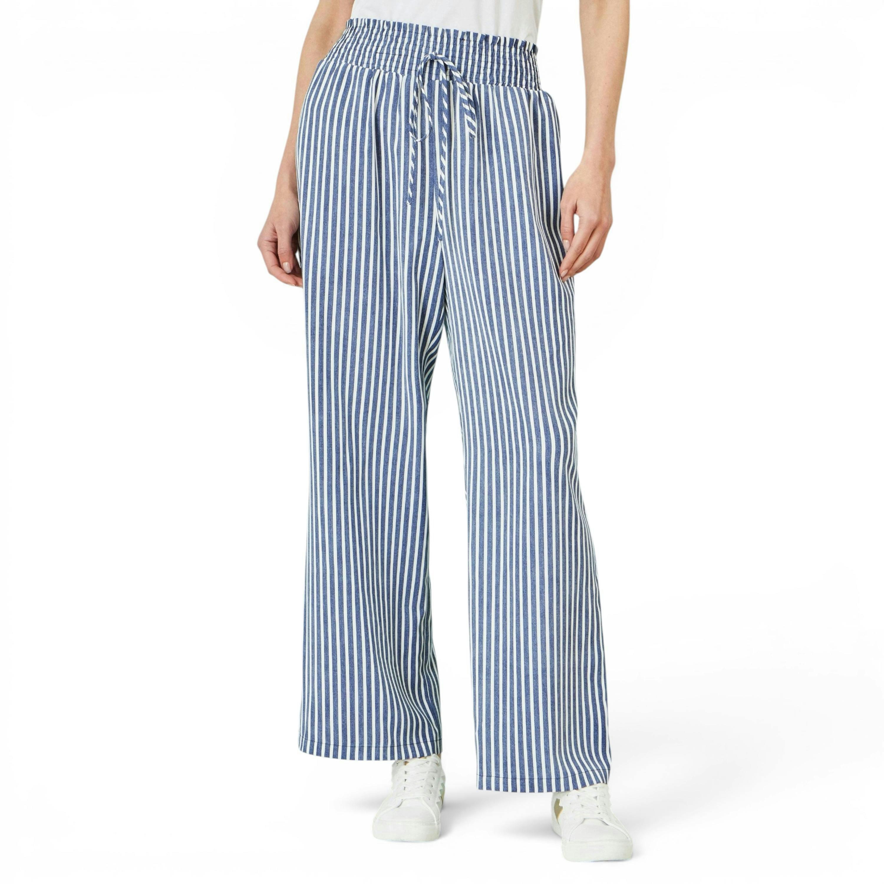 Yumi Blue Stripe Relaxed Trousers , view 2 of 4