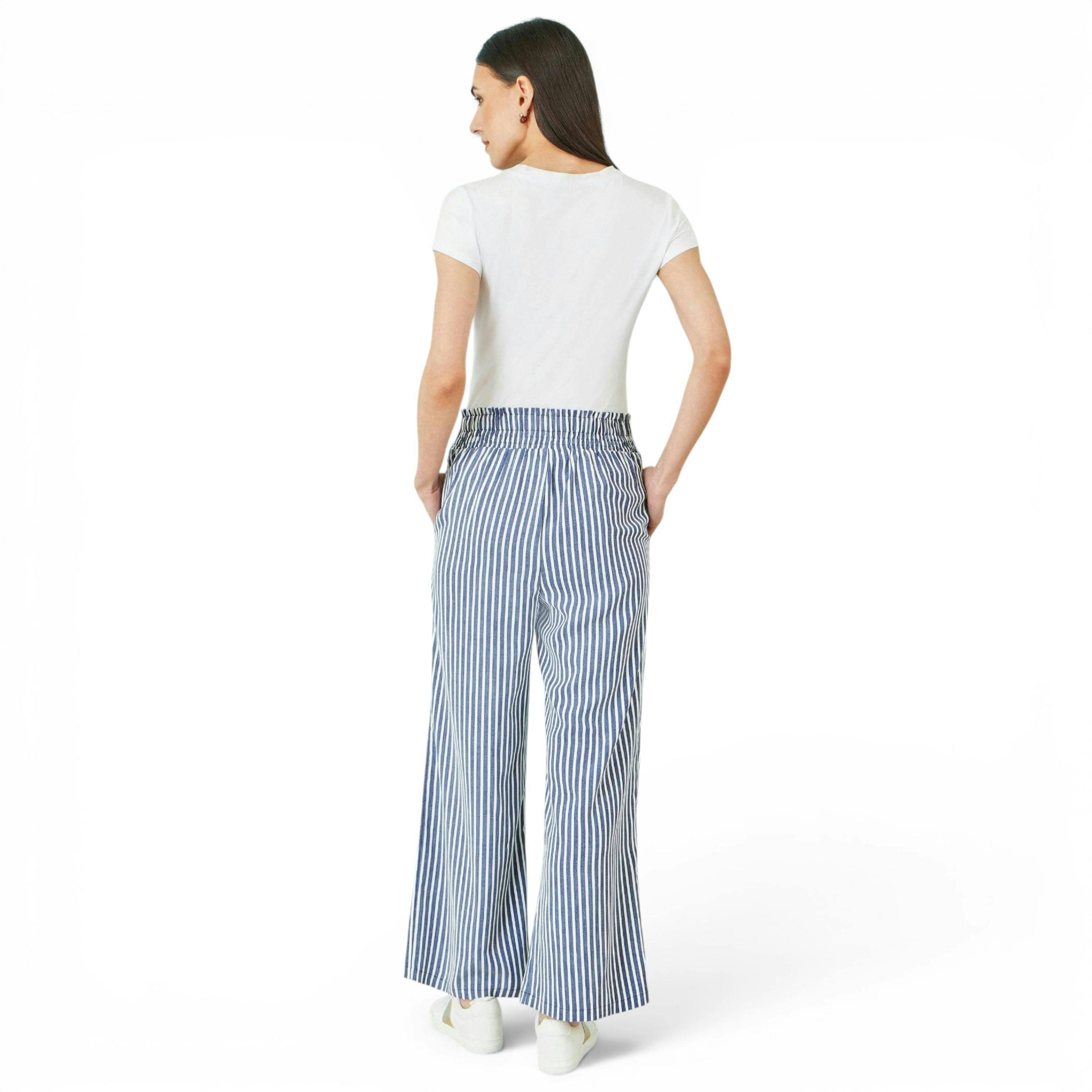 Yumi Blue Stripe Relaxed Trousers , view 3 of 4