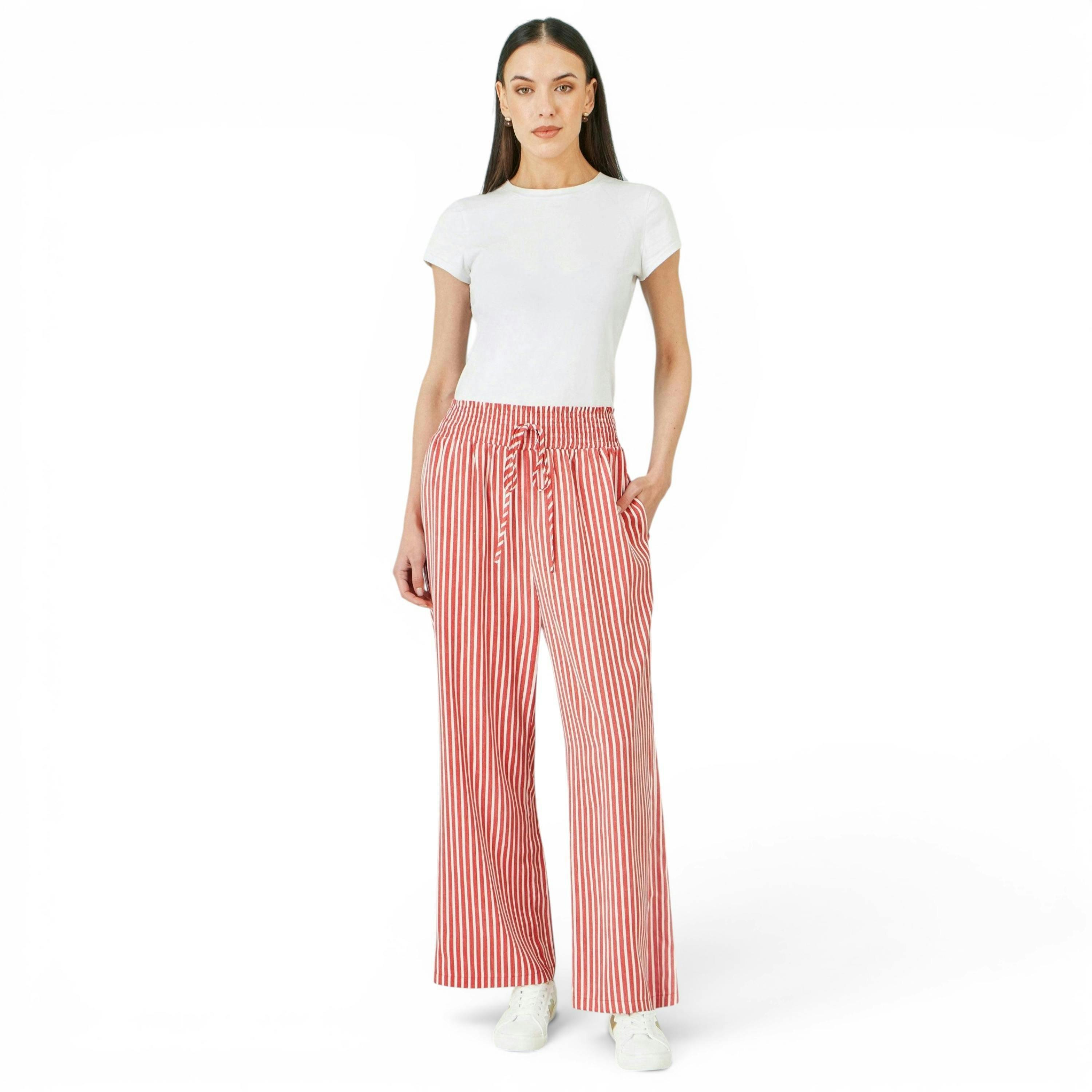 Yumi Red Stripe Relaxed Trousers , view 1 of 4