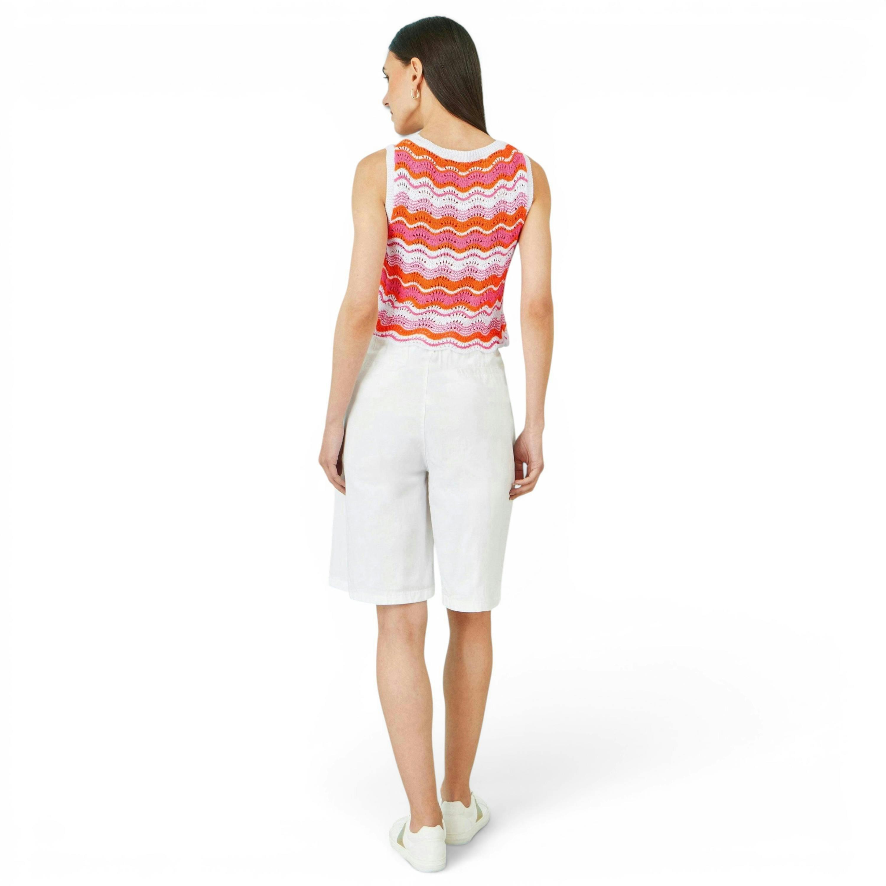 Yumi Orange Stripe Crochet Stripe Vest Top , view 4 of 5