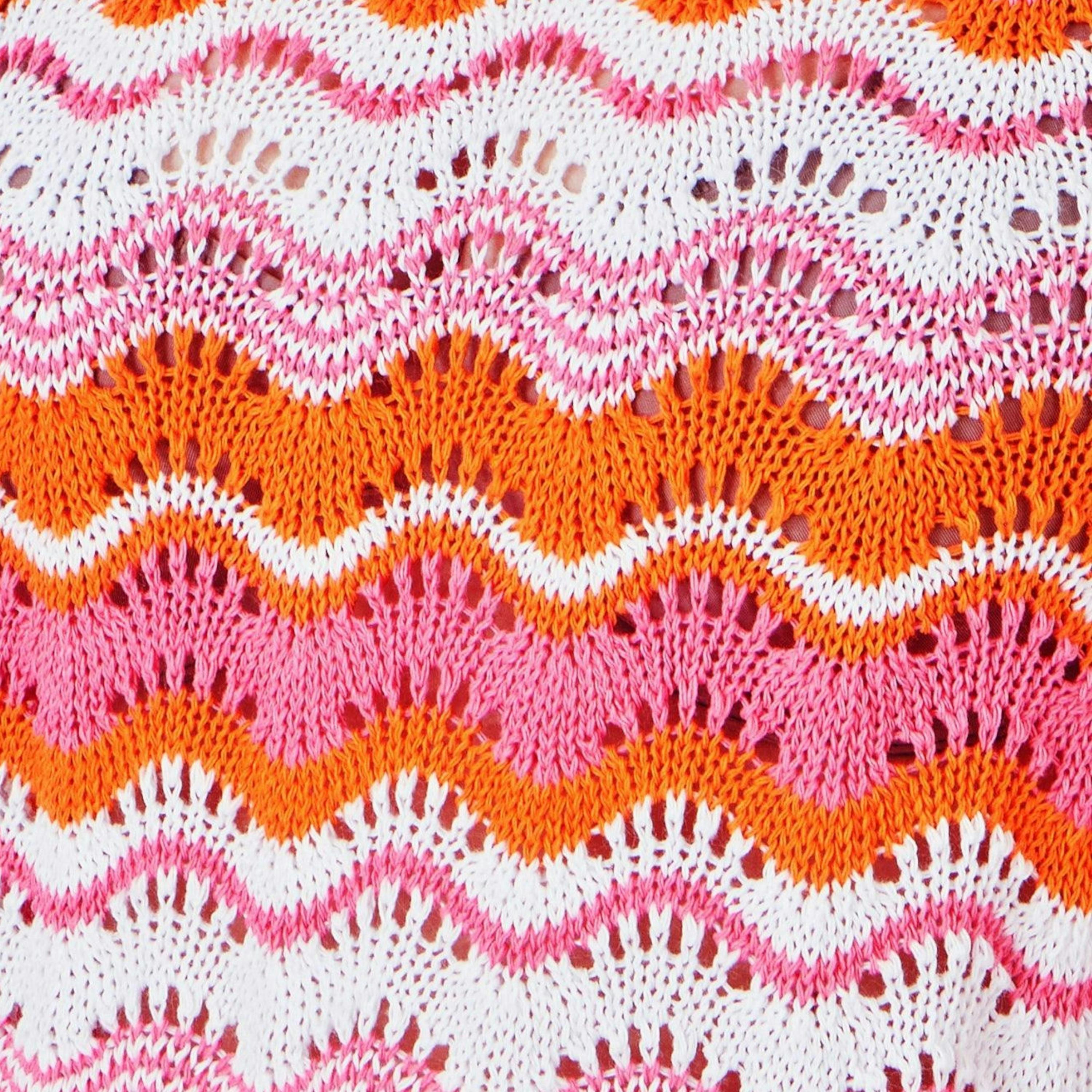 Yumi Orange Stripe Crochet Stripe Vest Top , view 5 of 5