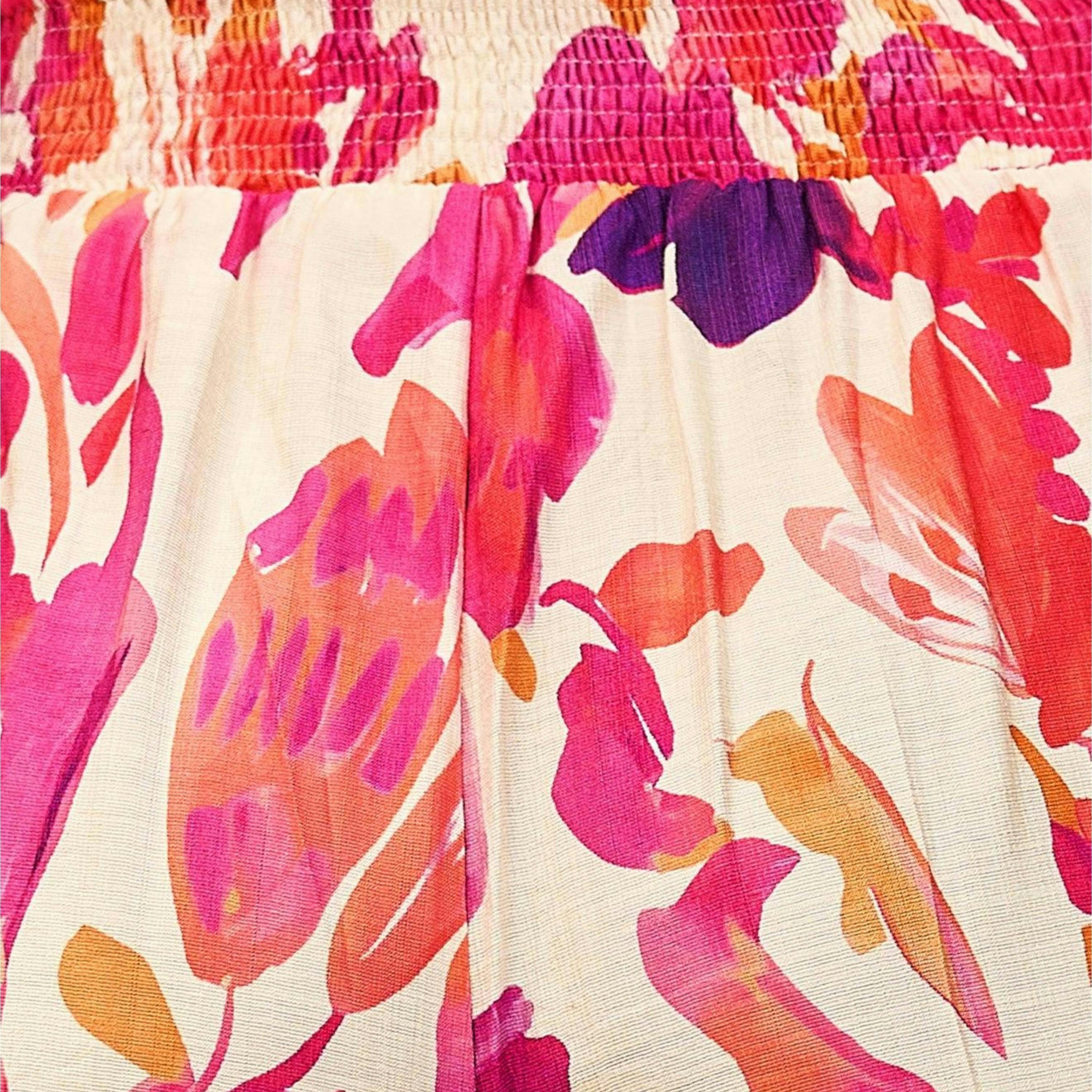 Yumi Pink Abstract Floral Wide Leg Trousers , view 5 of 5