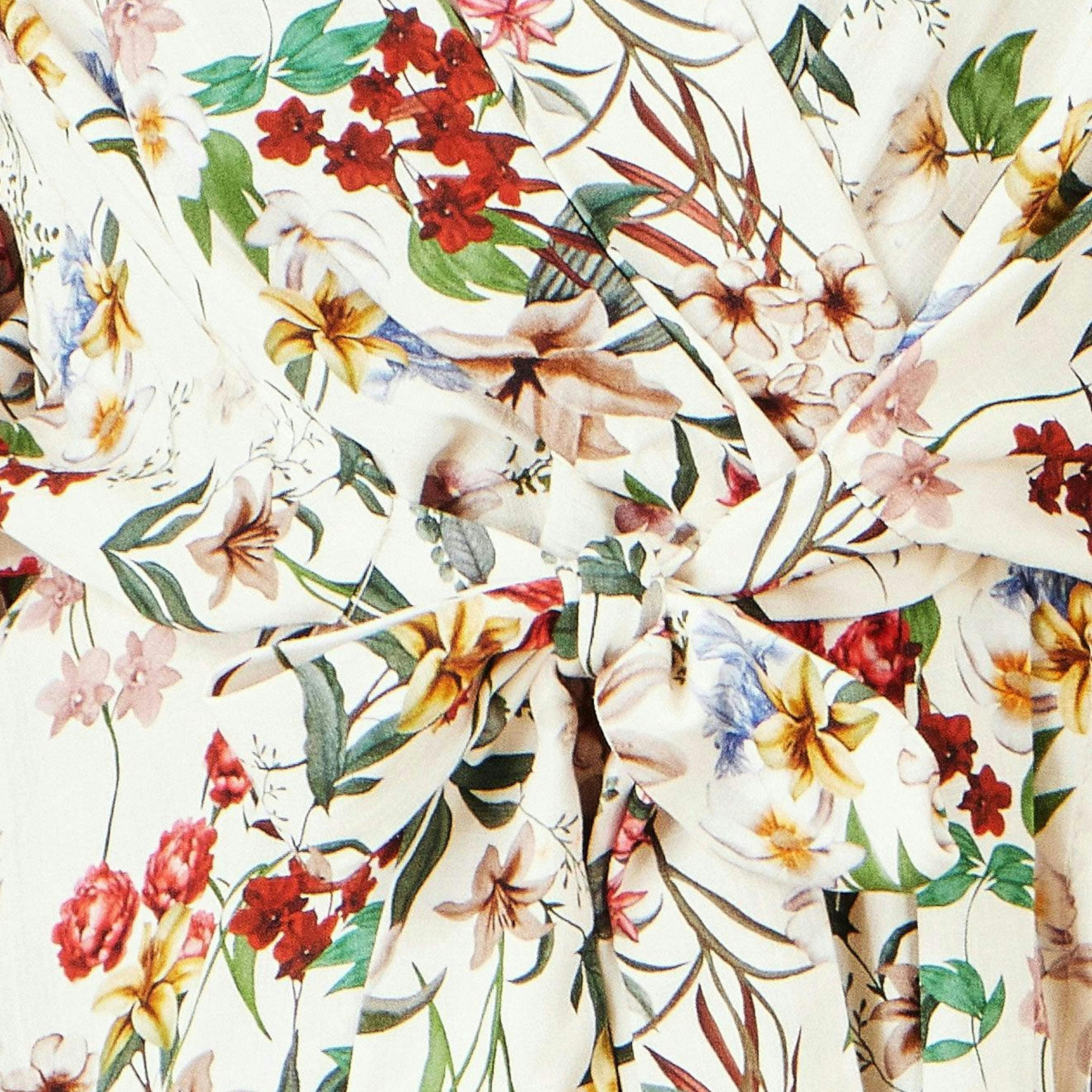 Yumi Ivory Viscose Botanical Print Wrap Top , view 4 of 4