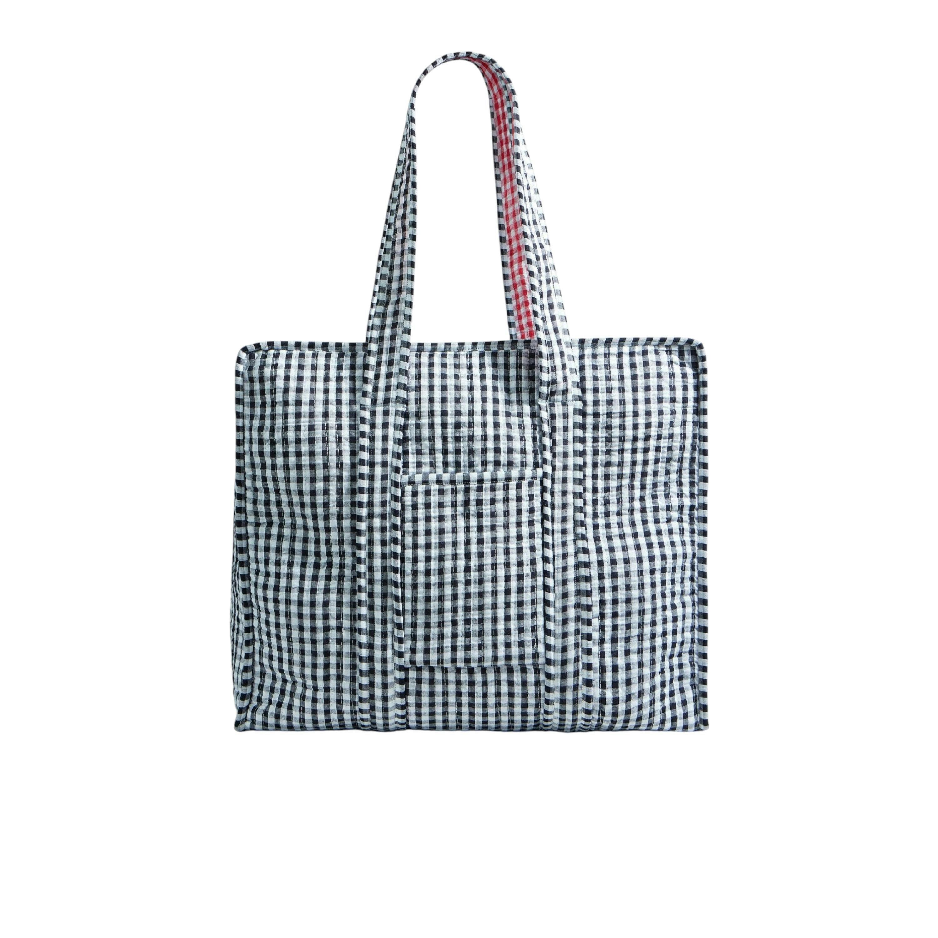Yumi Black Gingham Quilted Shopper Bag , view 4 of 6